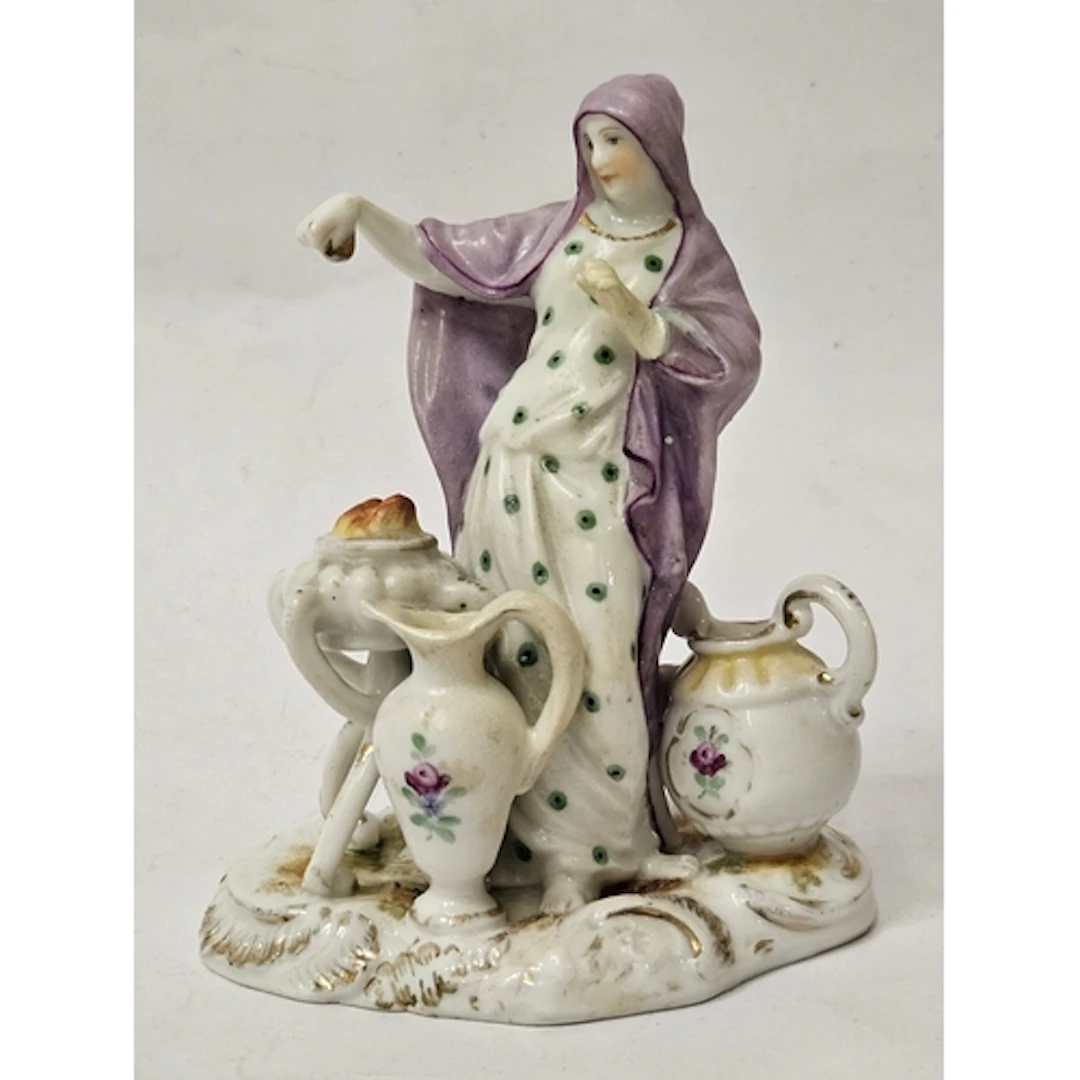 Antique Continental Porcelain Figurine in the style of Meiss...
