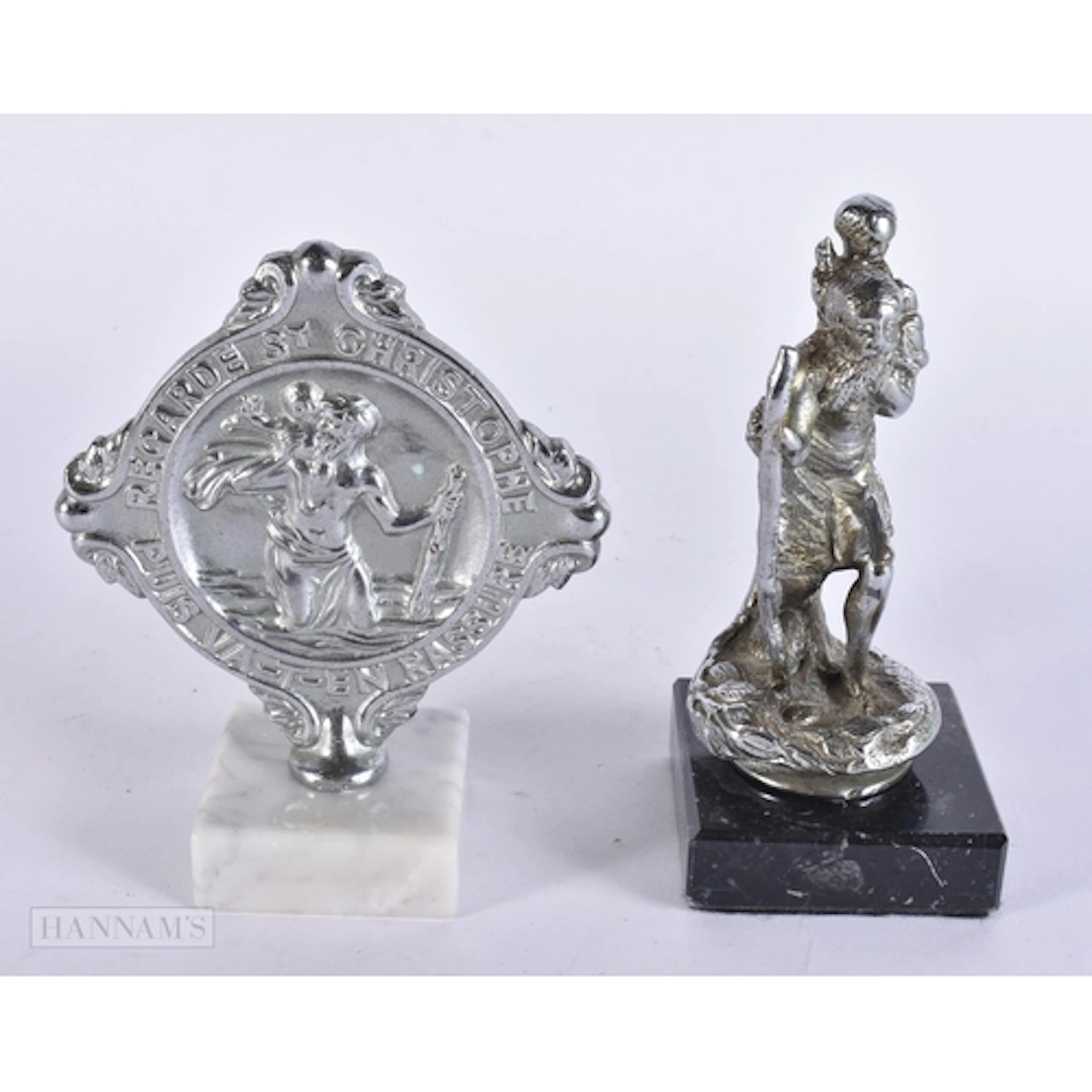 A SAINT CHRISTOPHER CAR MASCOT together with another French ...