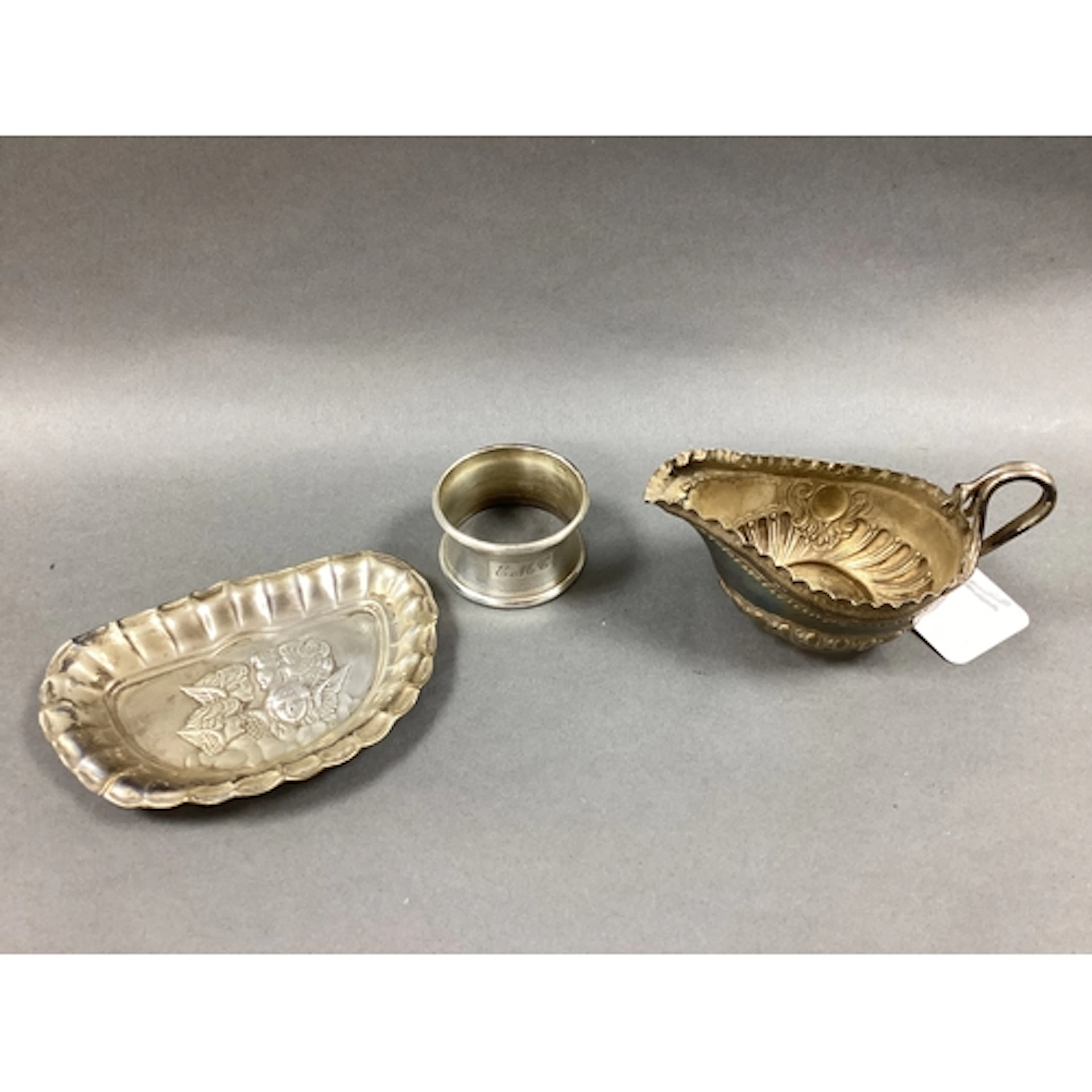 A Hallmarked Silver Trinket / Pin Dish, of crescent form, de...