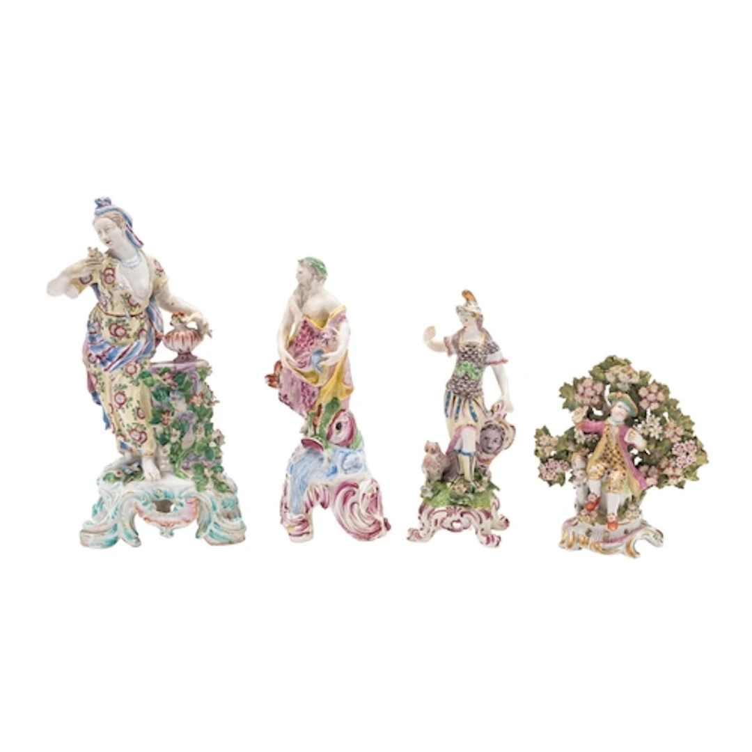 A group of four Bow figures, circa 1760-70 comprising a larg...