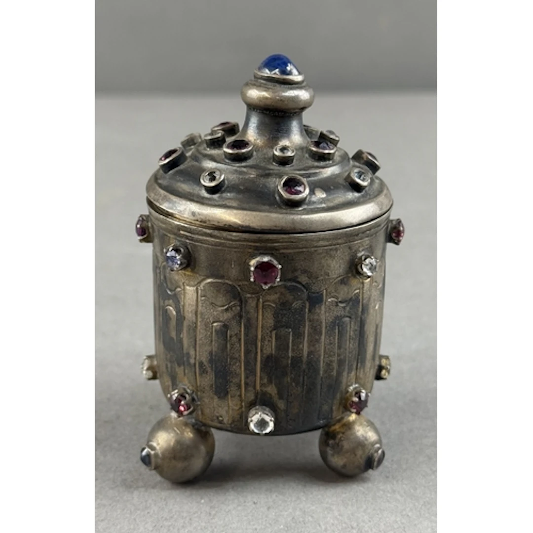 Silver: a Russian novelty lidded pot with gilt interior, the...