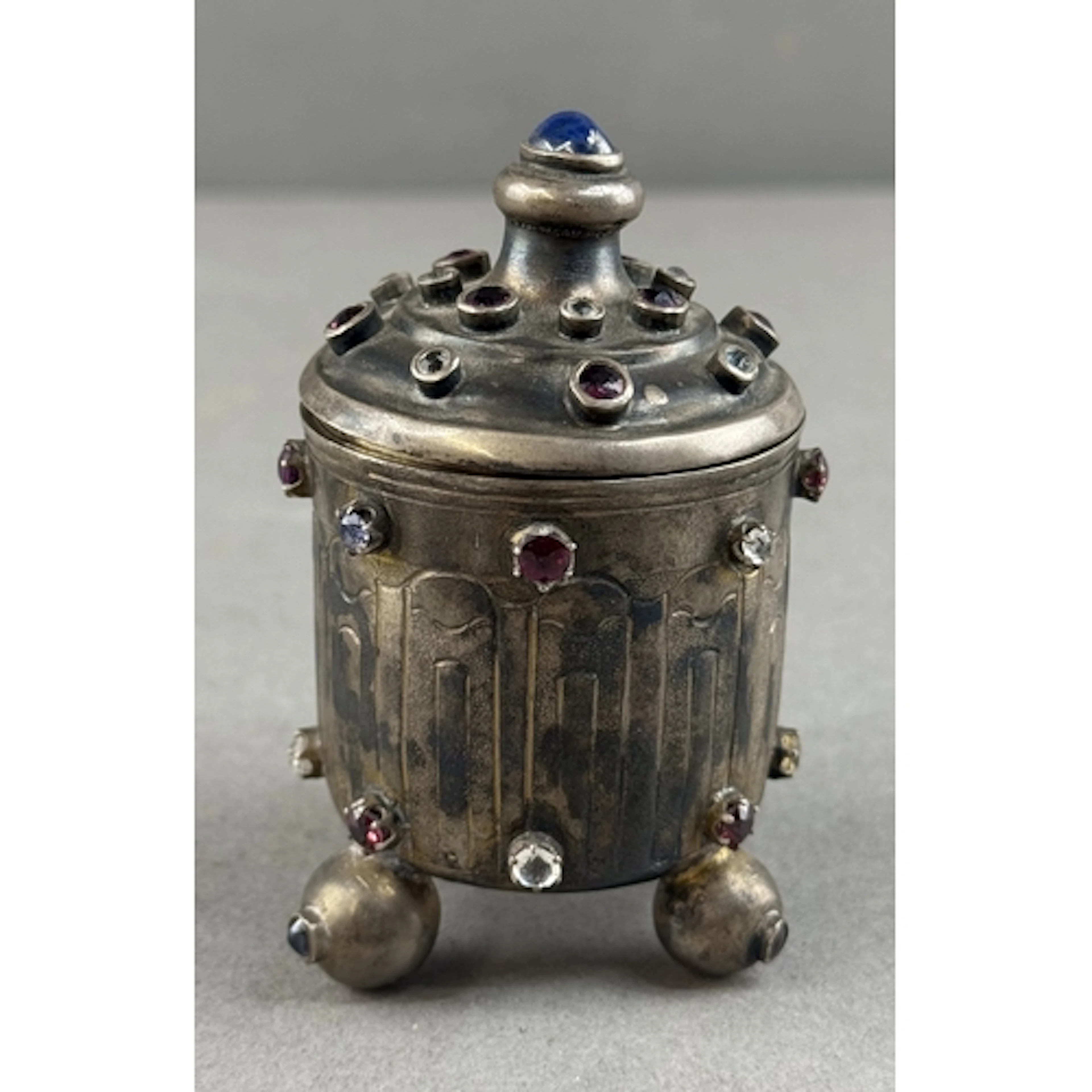 Silver: a Russian novelty lidded pot with gilt interior, the...