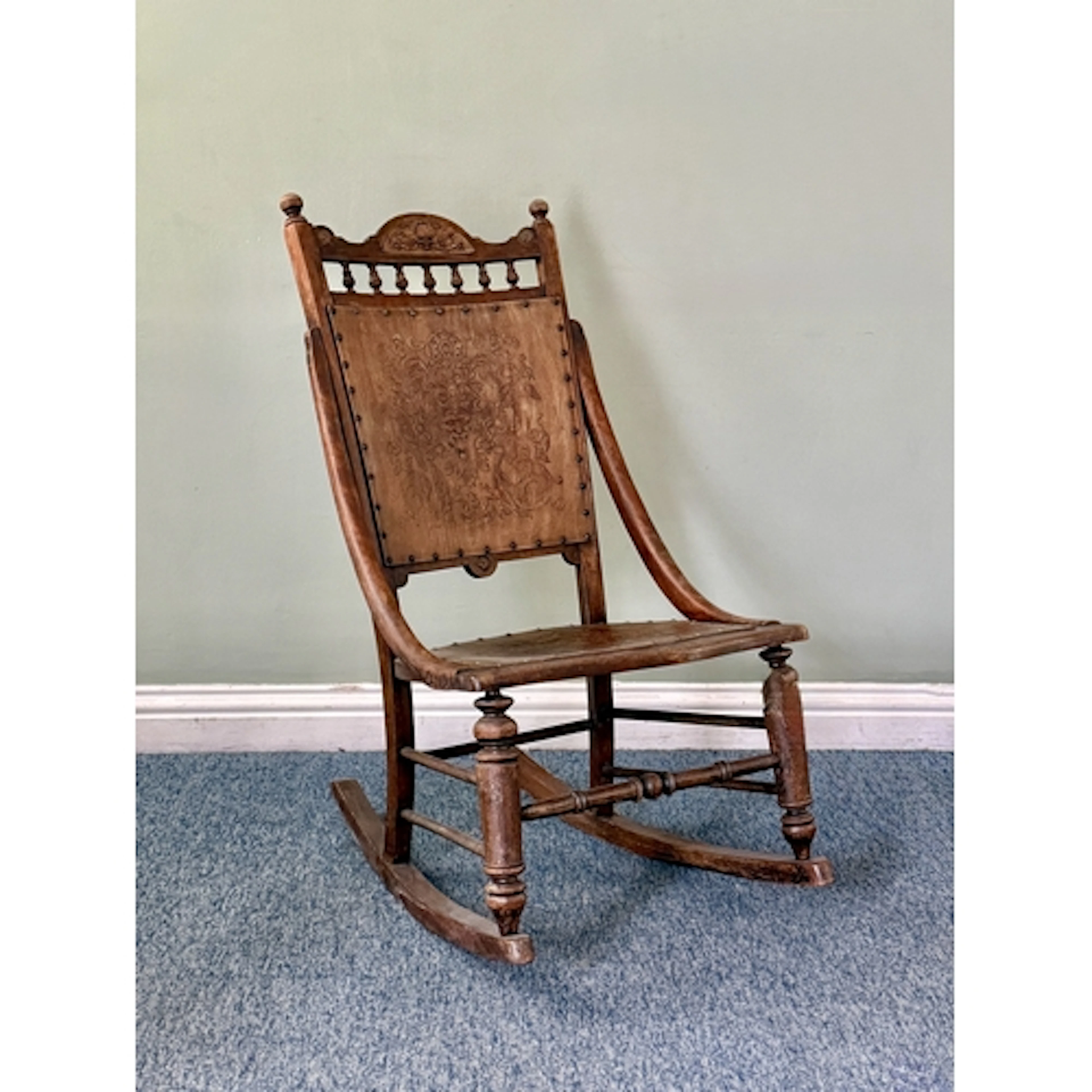 An early 20th century beech and press moulded plywood rockin...