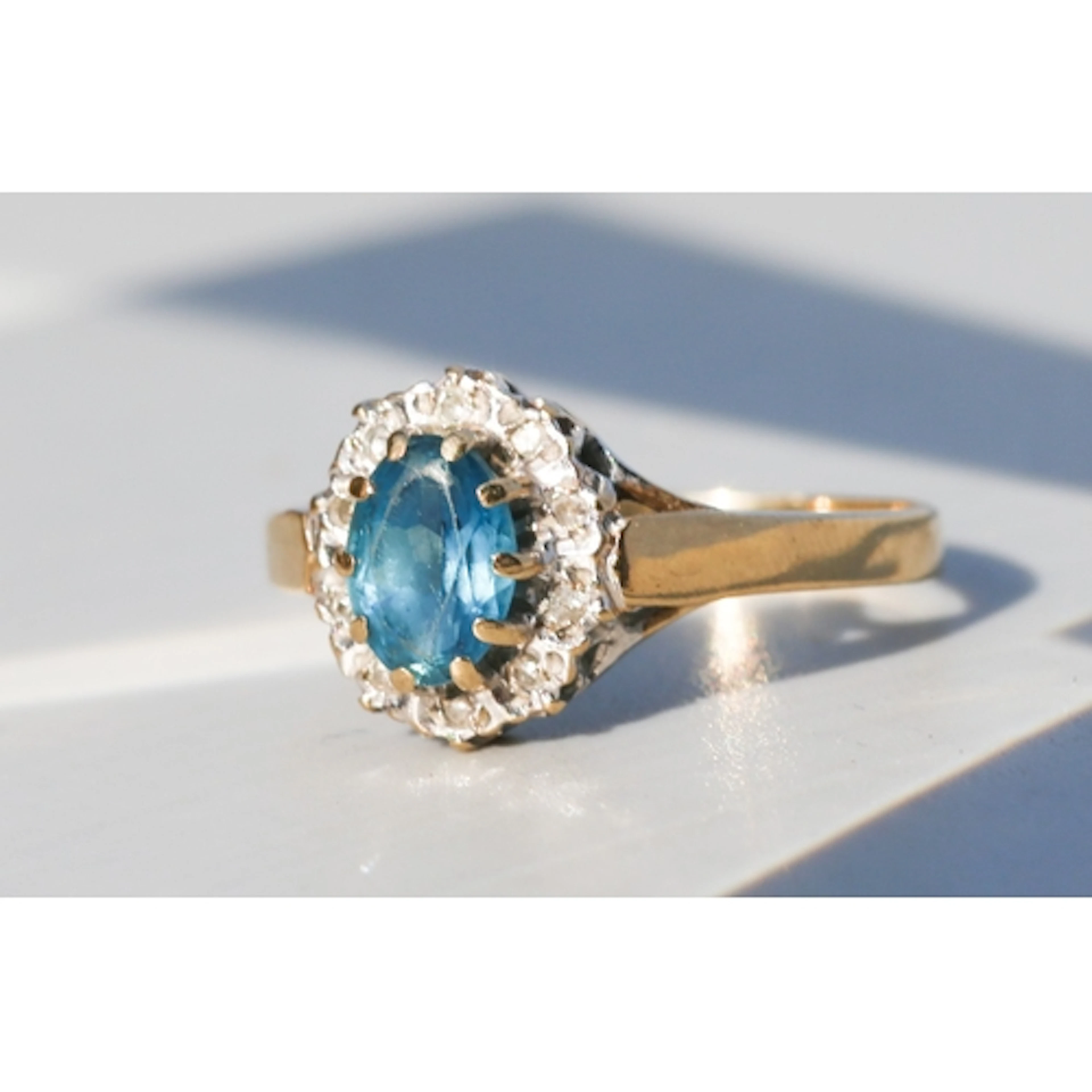 London Blue Topaz Set Ring with Diamond Inset Surround, Moun...