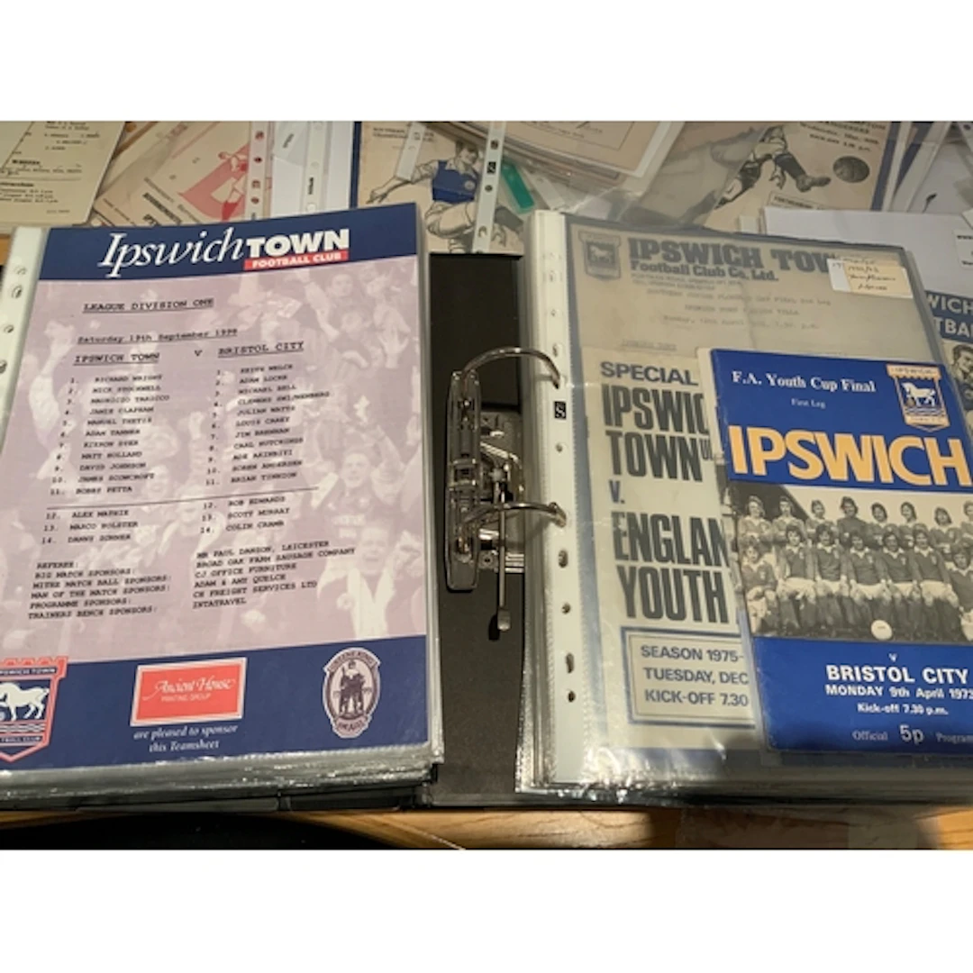Ipswich Town Home Youth Football Programmes: 3 large folders...