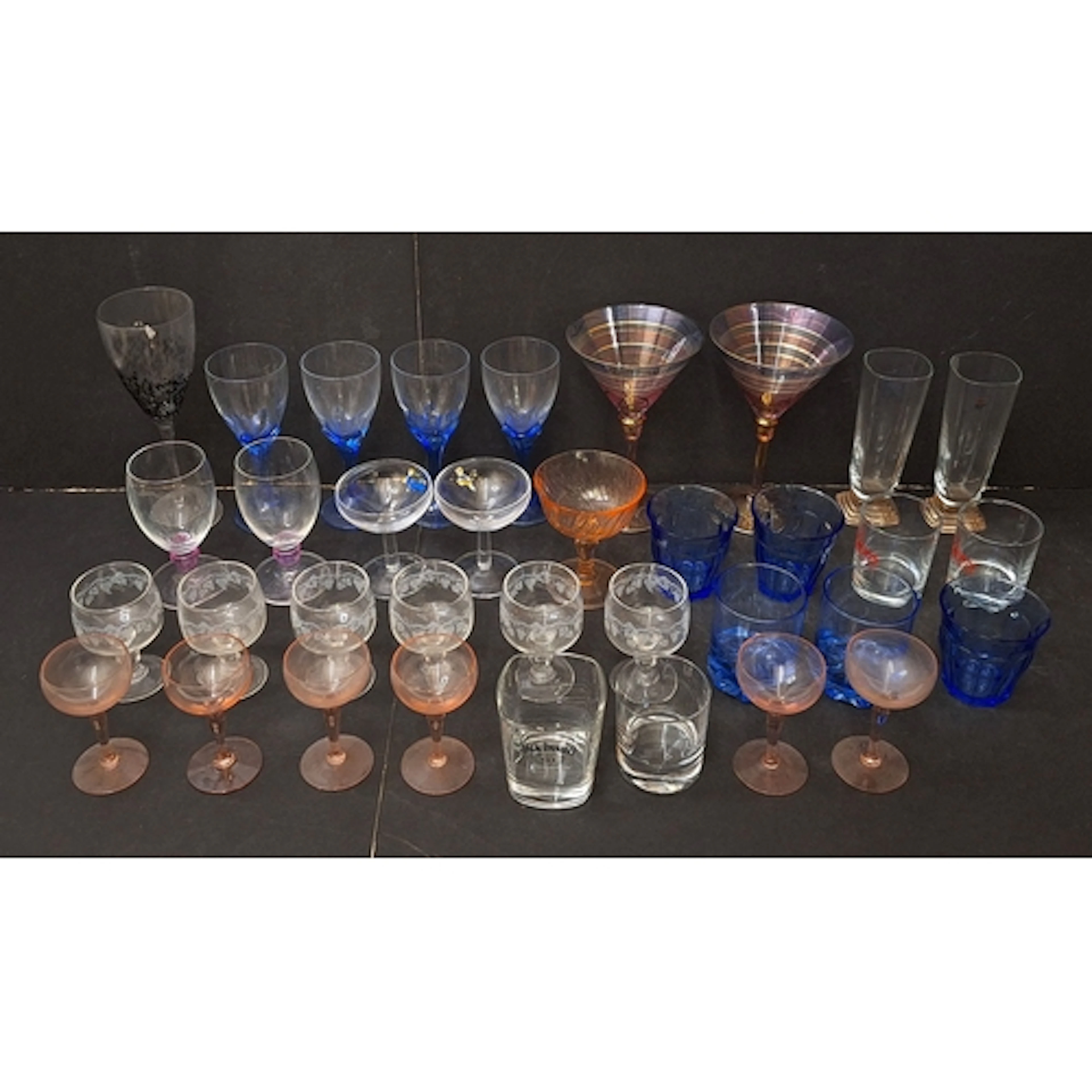 Drinking Glasses incl. 2 Babycham, Jack Daniels, Famous Grou...