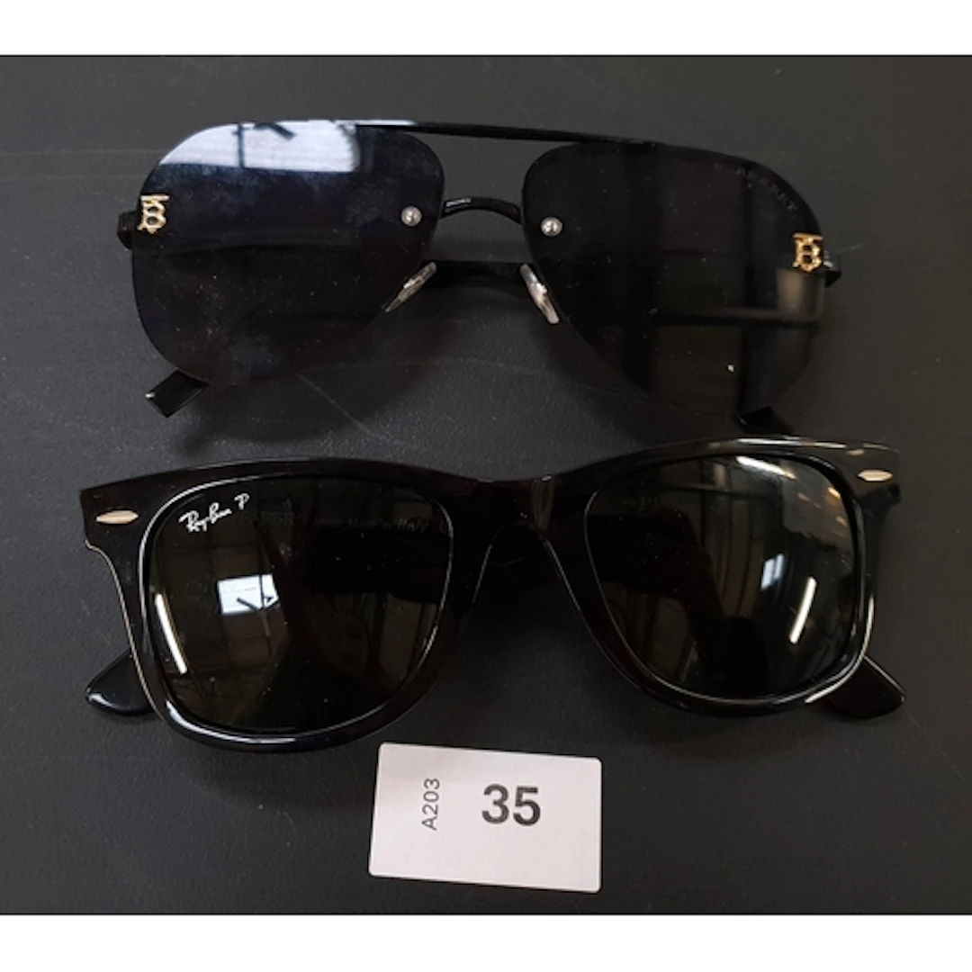 TWO PAIRS OF SUNGLASSES INC. BURBERRY 2484,RAY BAN RB 2140 W...