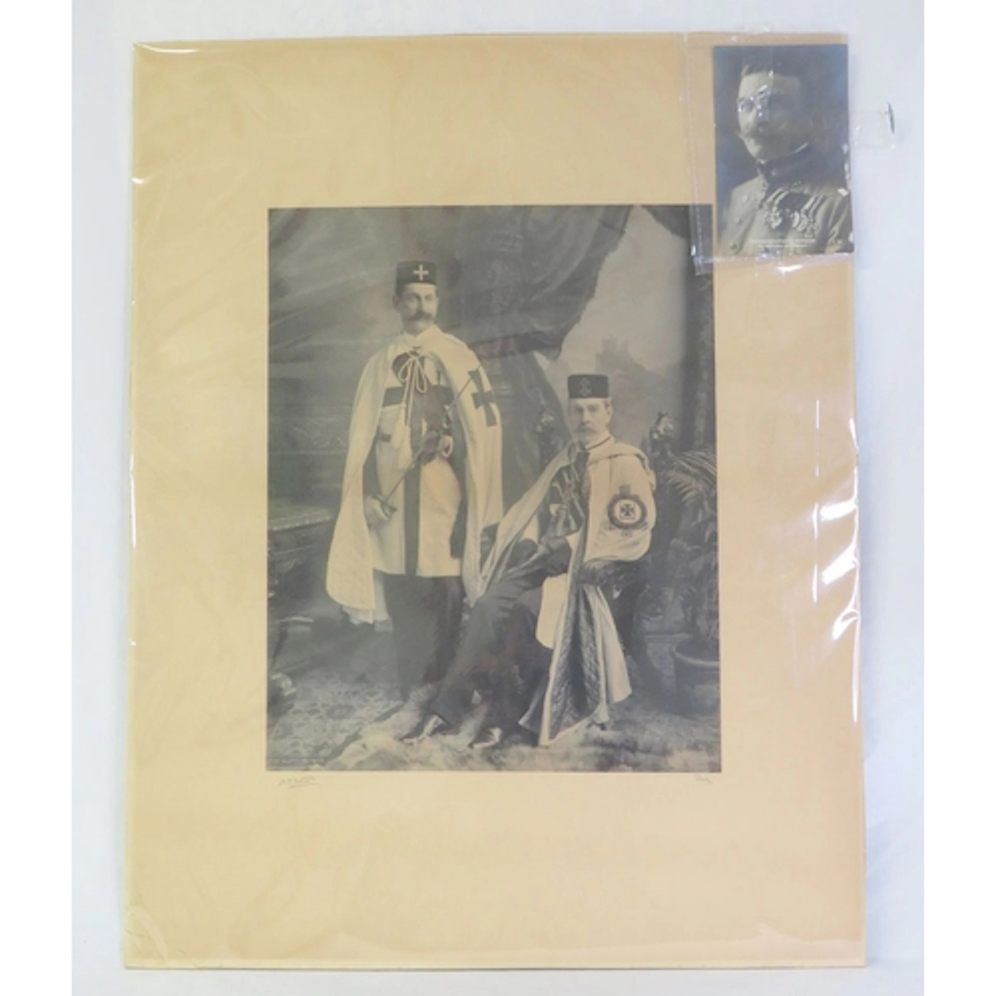 Mounted Photographic Print depicting 2 figures in ceremonial...