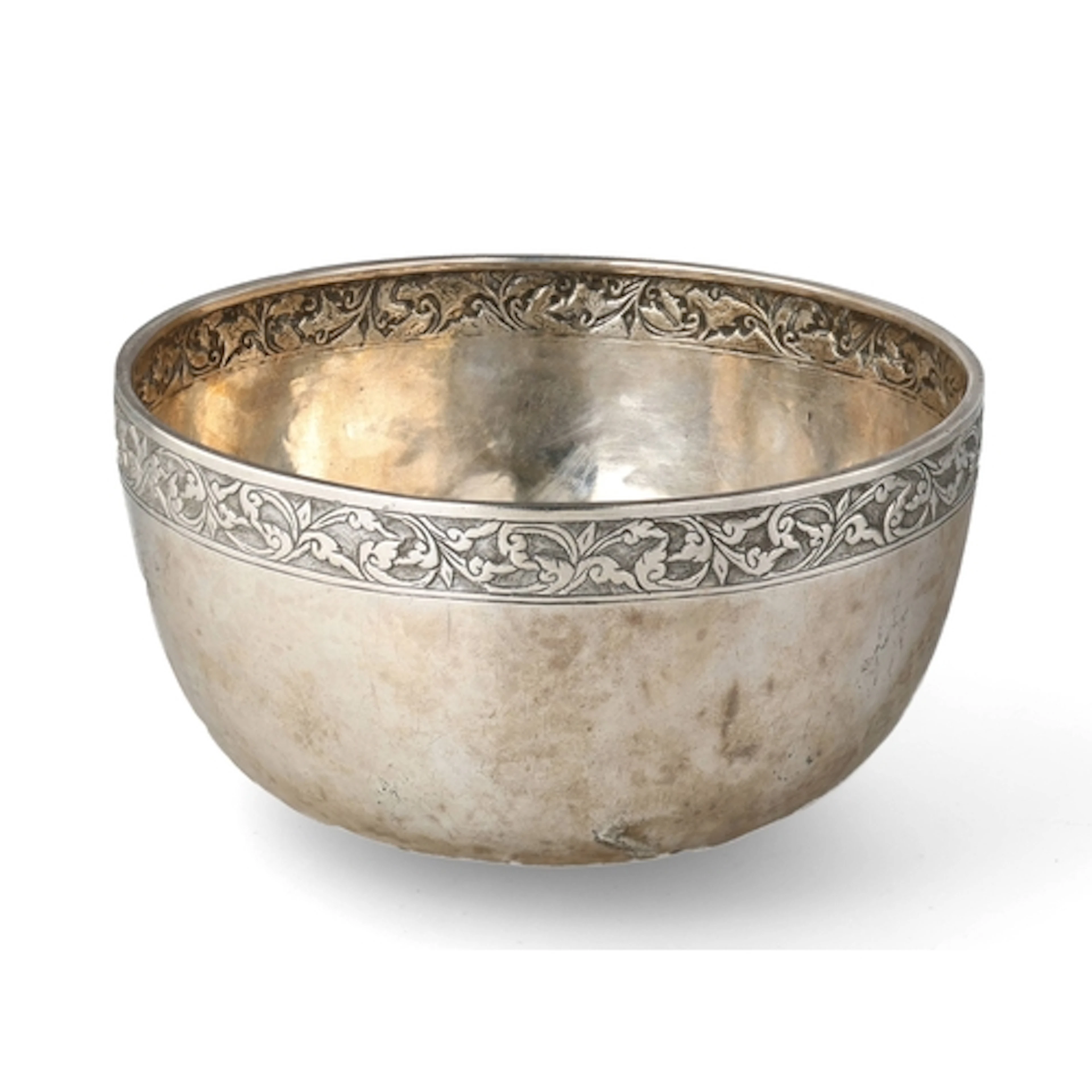AN ENGRAVED THAI SILVER BOWL, CIRCA 1900 Chinese stamps to b...