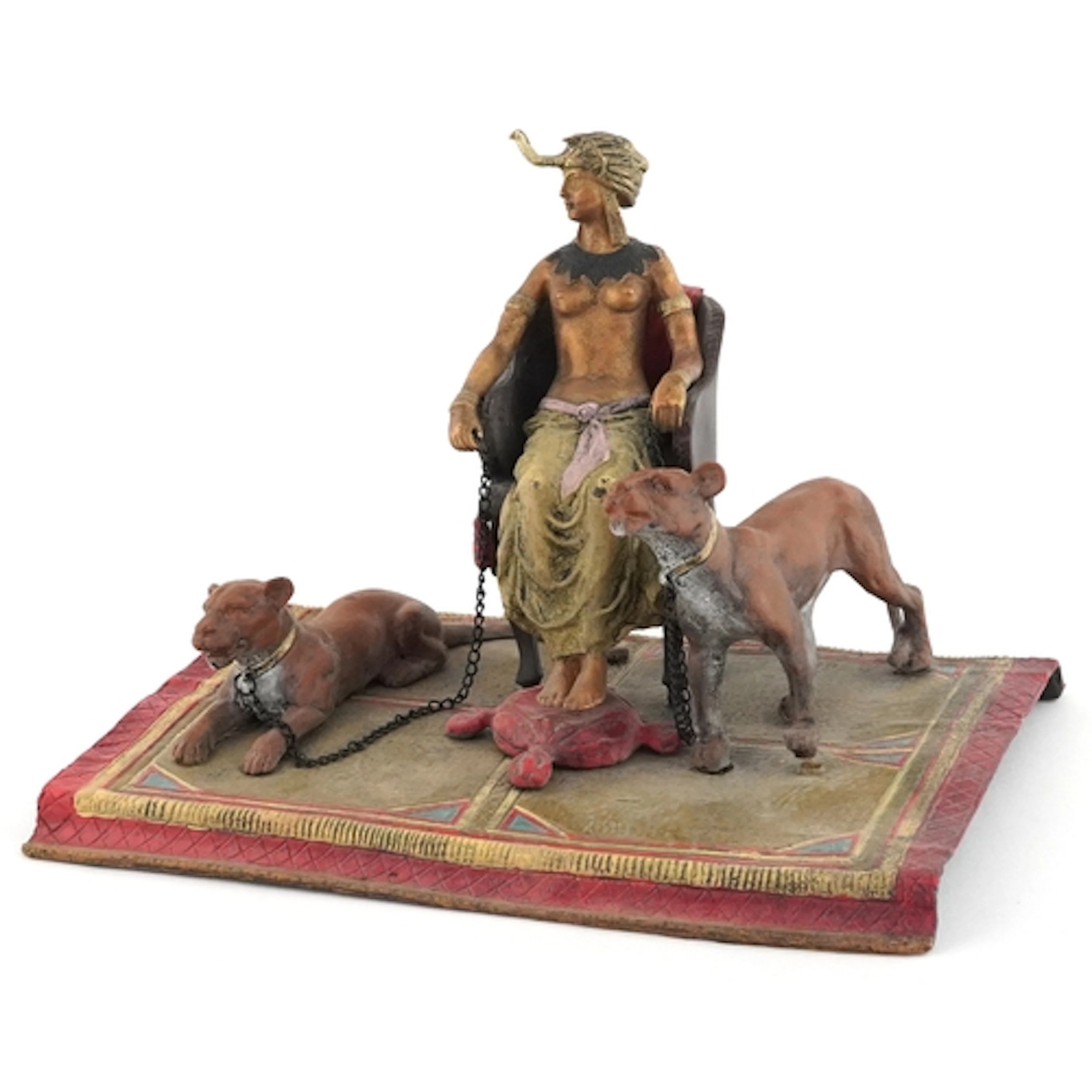 After Franz Xaver Bergmann, cold painted bronze semi nude fe...