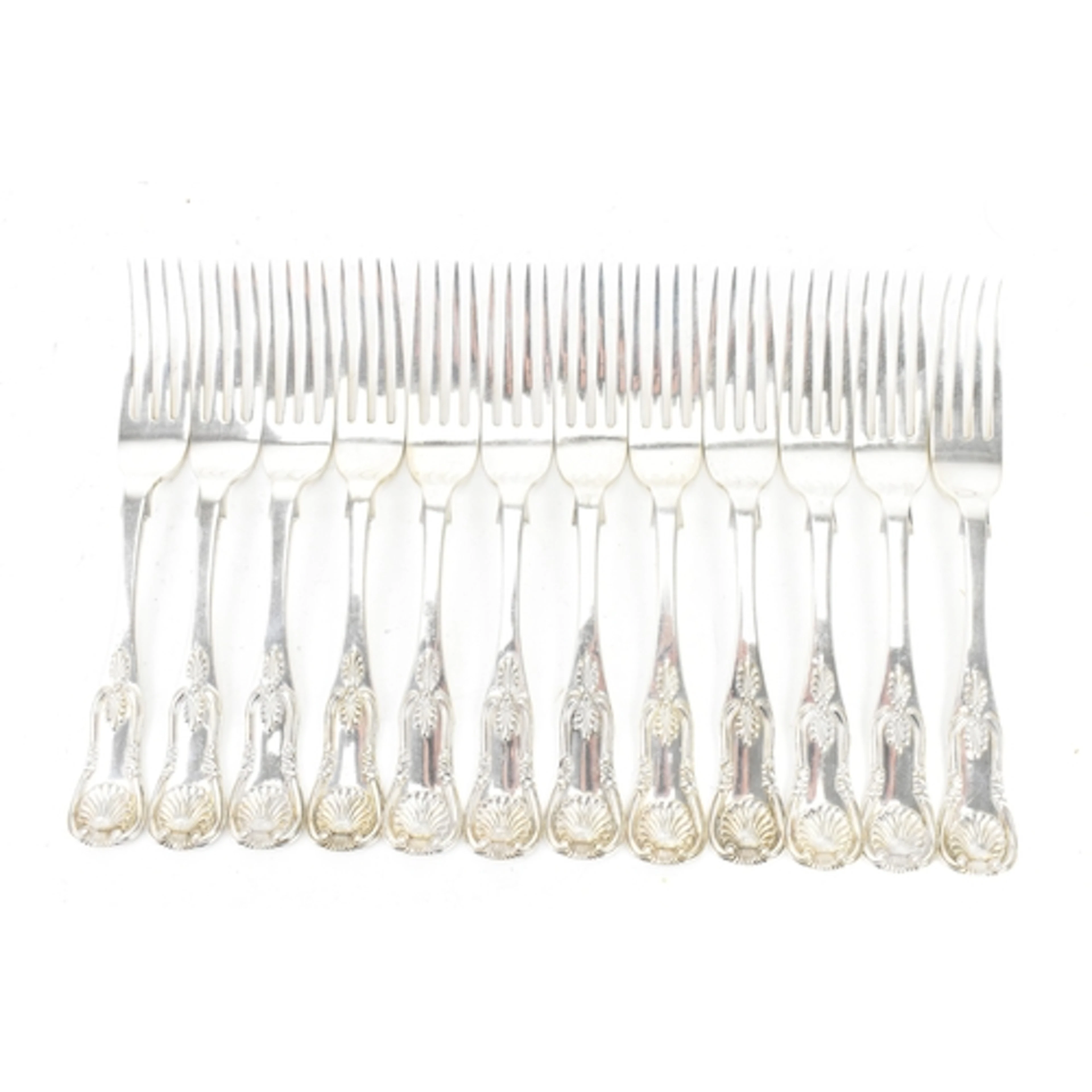 A Victorian set of twelve silver dinner forks, by James & Wa...