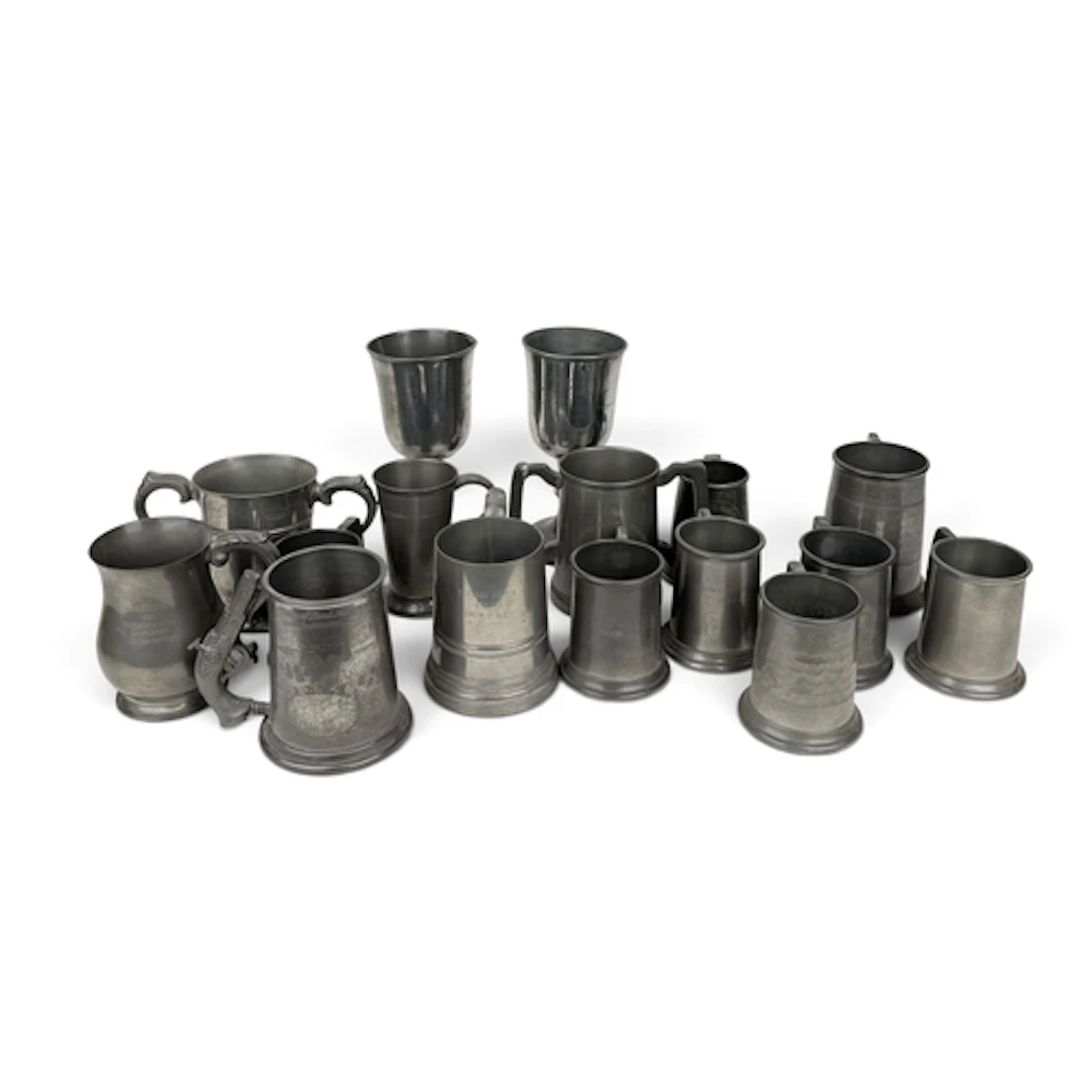 A PAIR OF VICTORIAN PEWTER GOBLETS TO THE PRESBTN. CHURCH O...