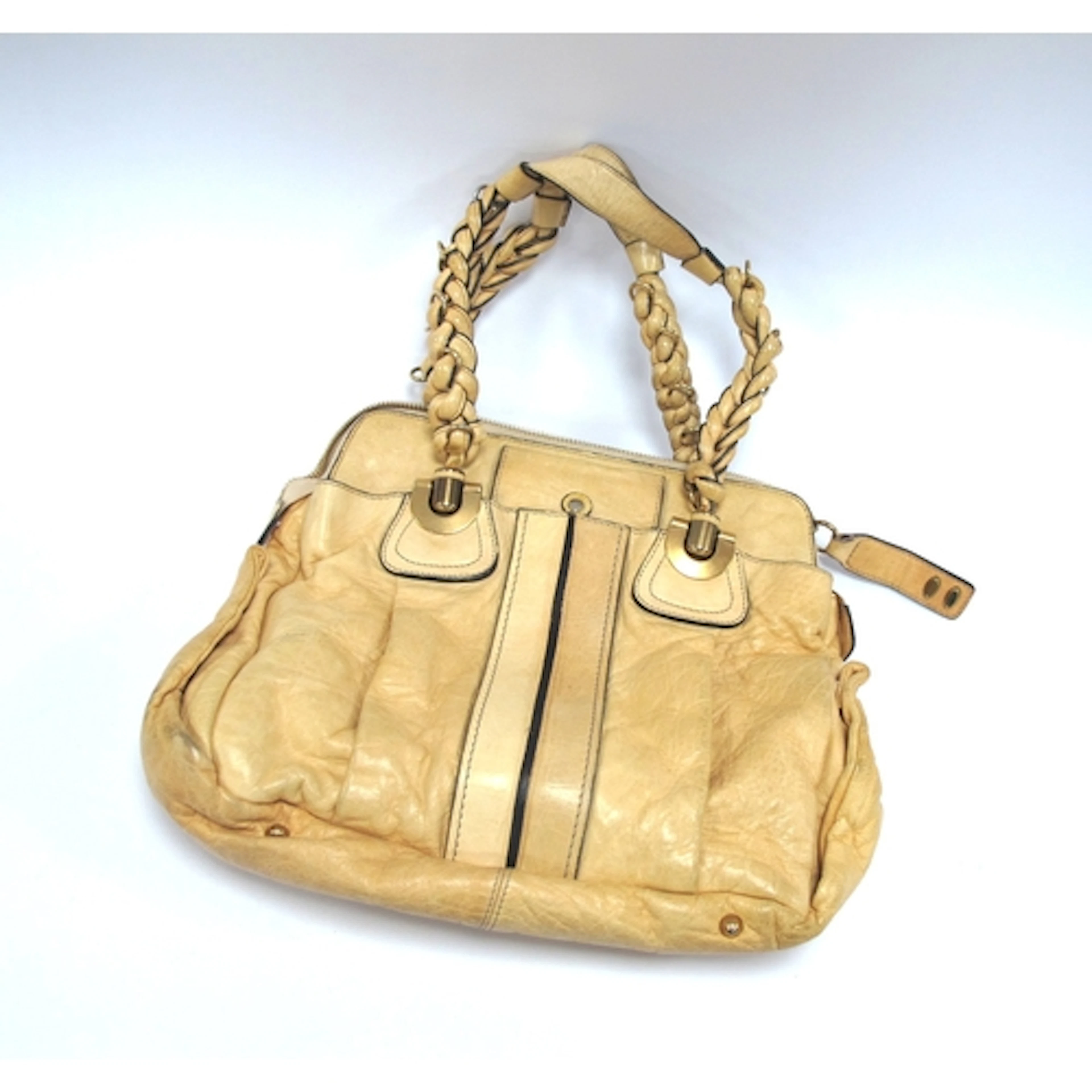 Chloe; 'Heloise' Leather Tote Bag, in cream with twin plaite...