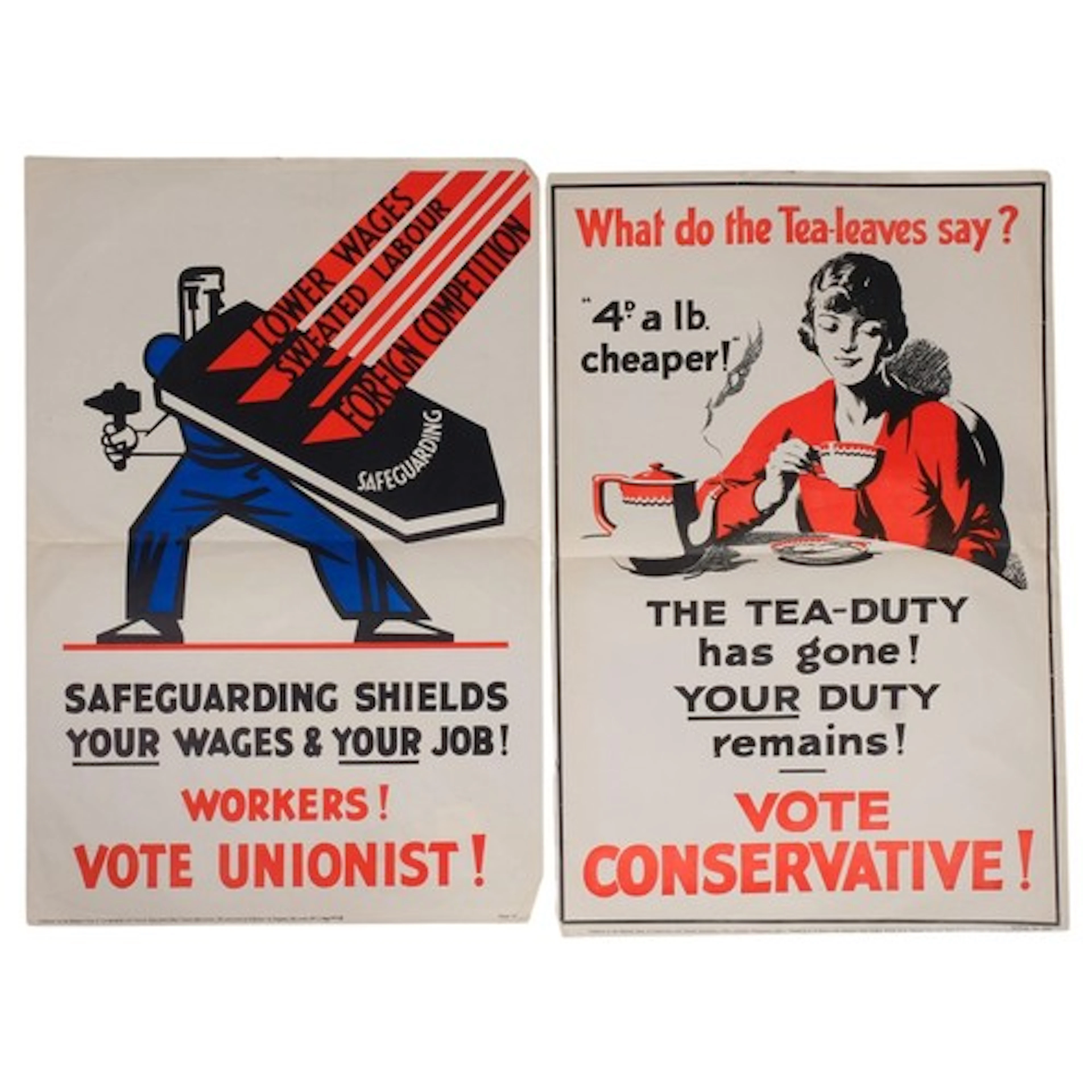Two 1929 British political campaign posters for the Conserva...