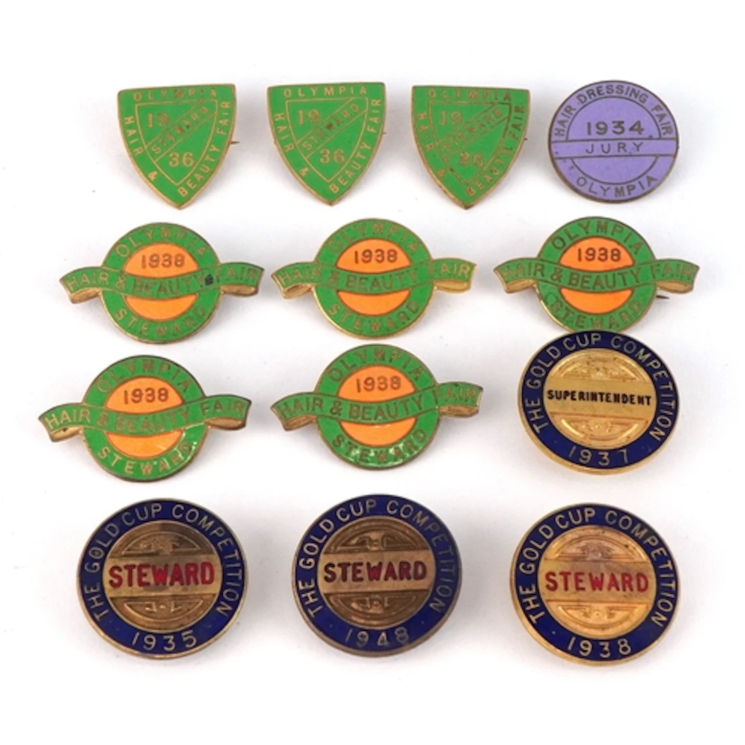 Collection of 1930s enamelled Steward badges including The G...