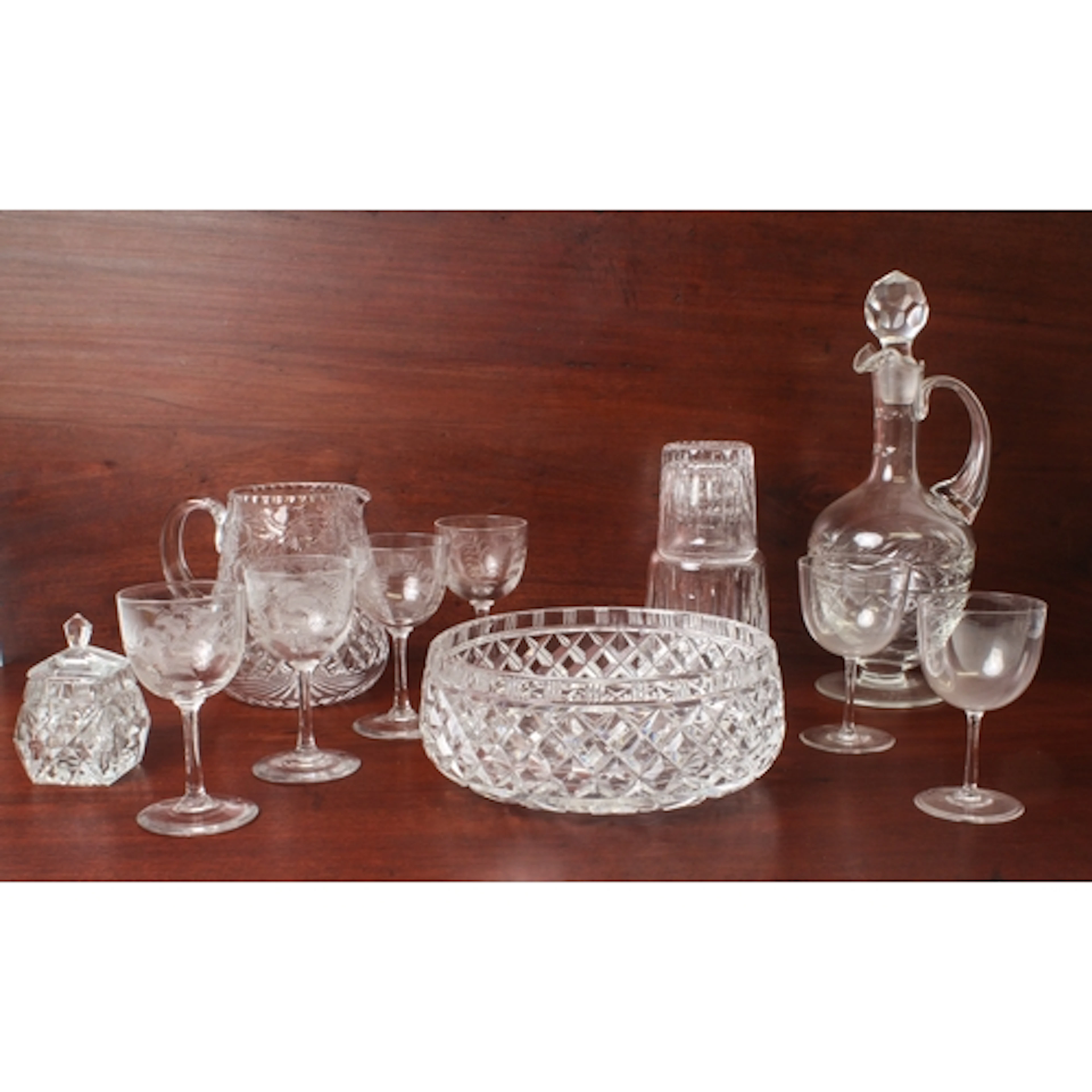 A small group of antique and vintage glassware - including a...