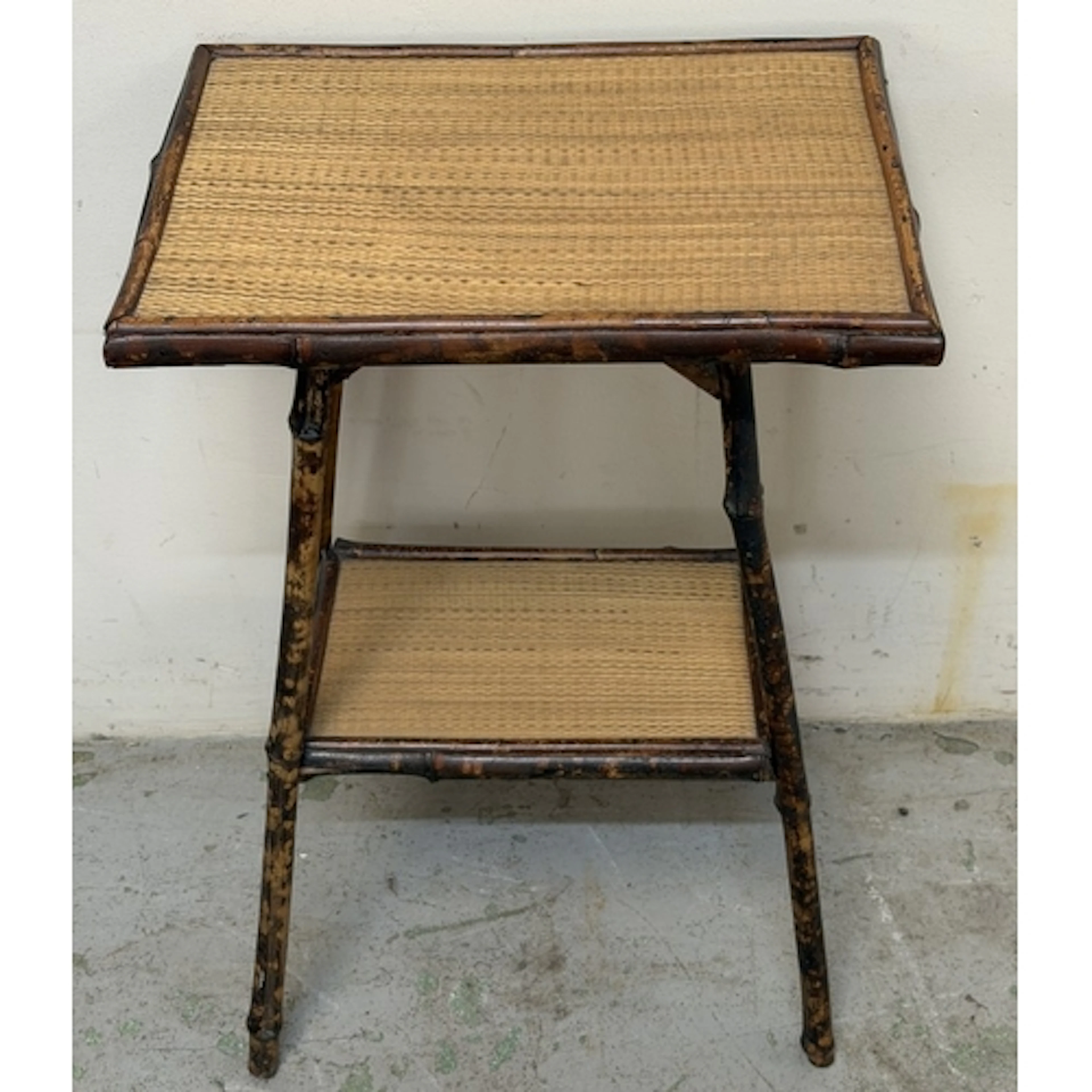 Two tier bamboo side table