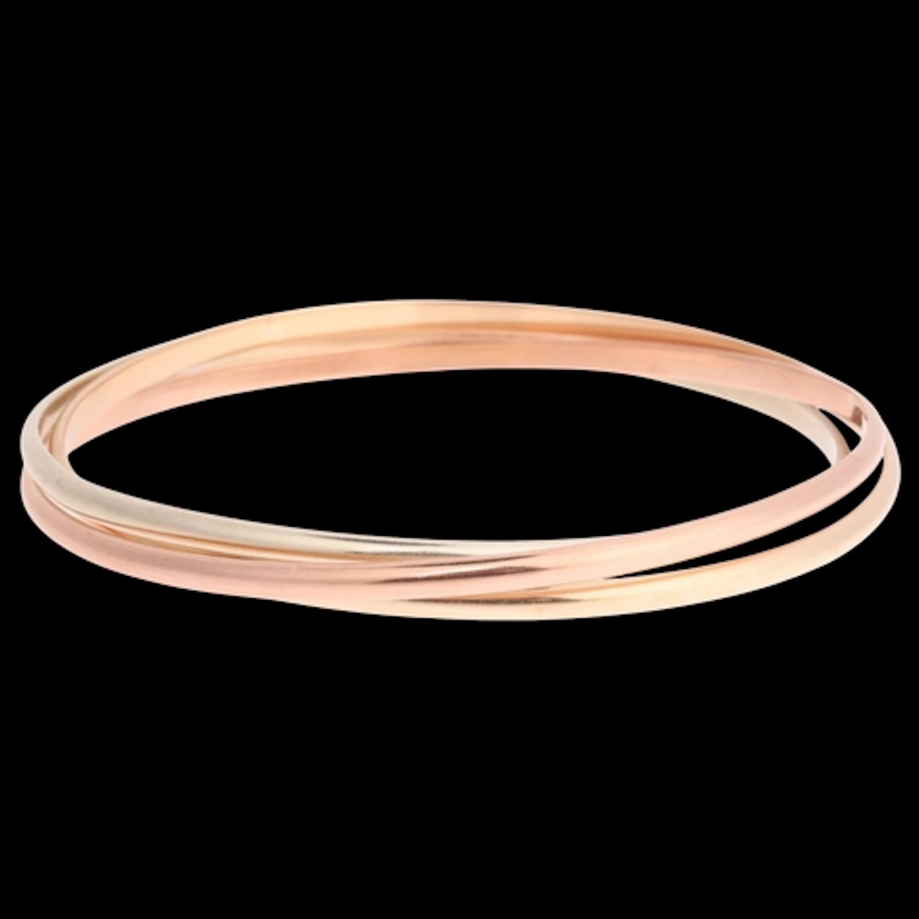 A Vintage 9ct three-colour gold interlocking bangle, unmarke...
