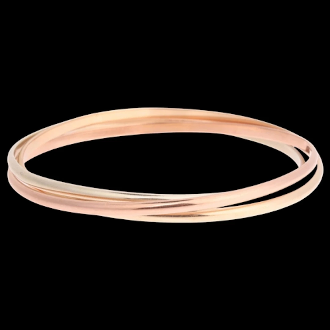 A Vintage 9ct three-colour gold interlocking bangle, unmarke...