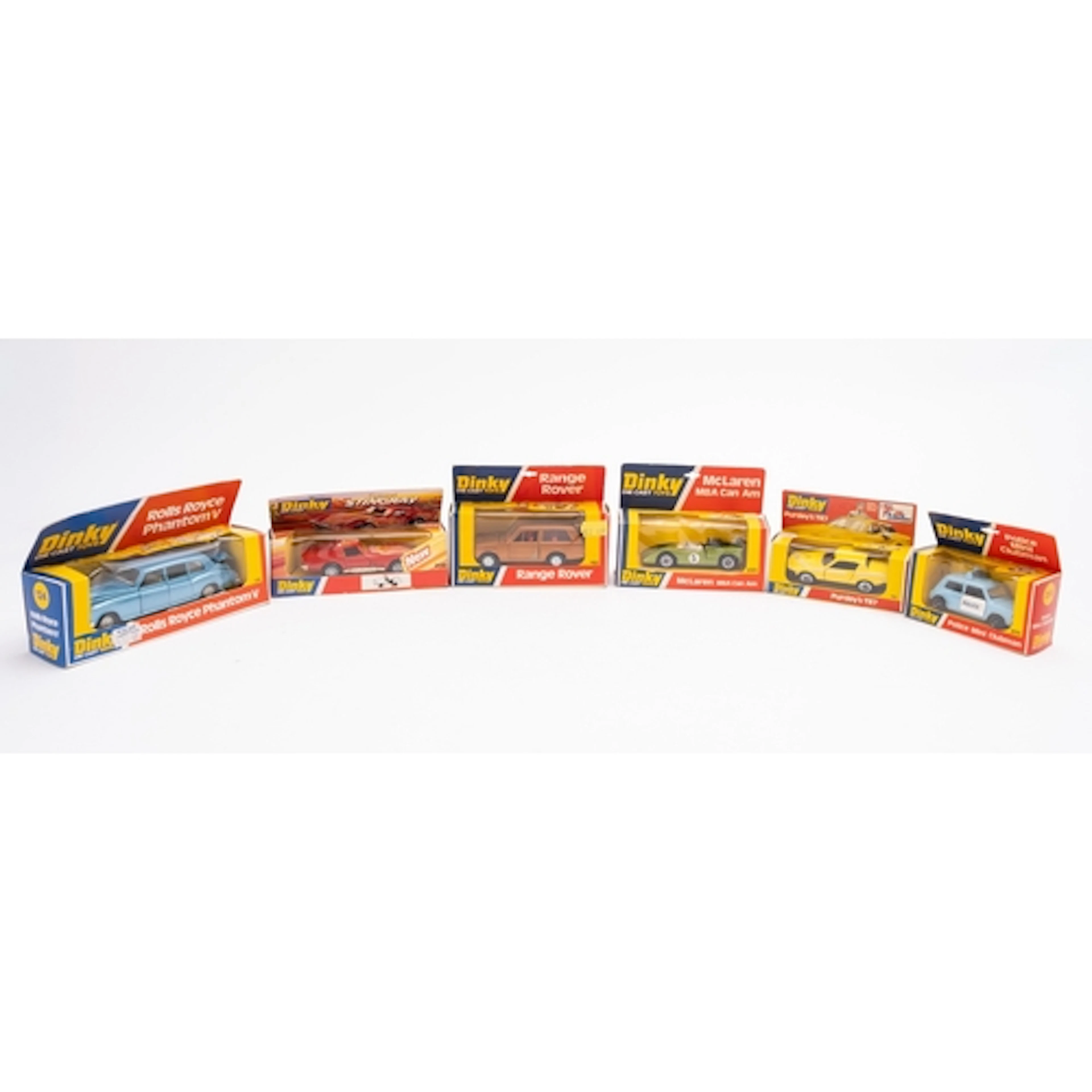 A group of six Dinky Toys diecast vehicles. Comprising a Pol...