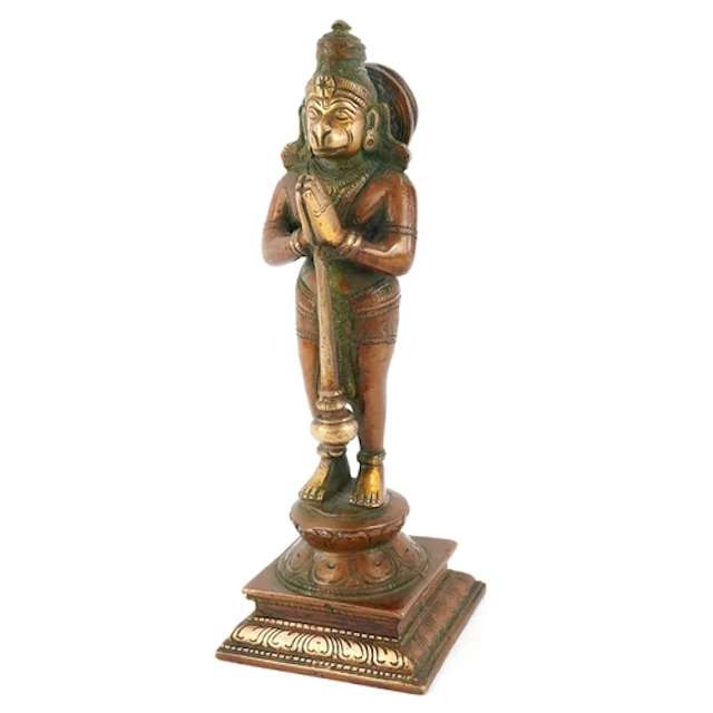 Indian bronze figure of Hindu deity Lord Hanuman, 21cm high.