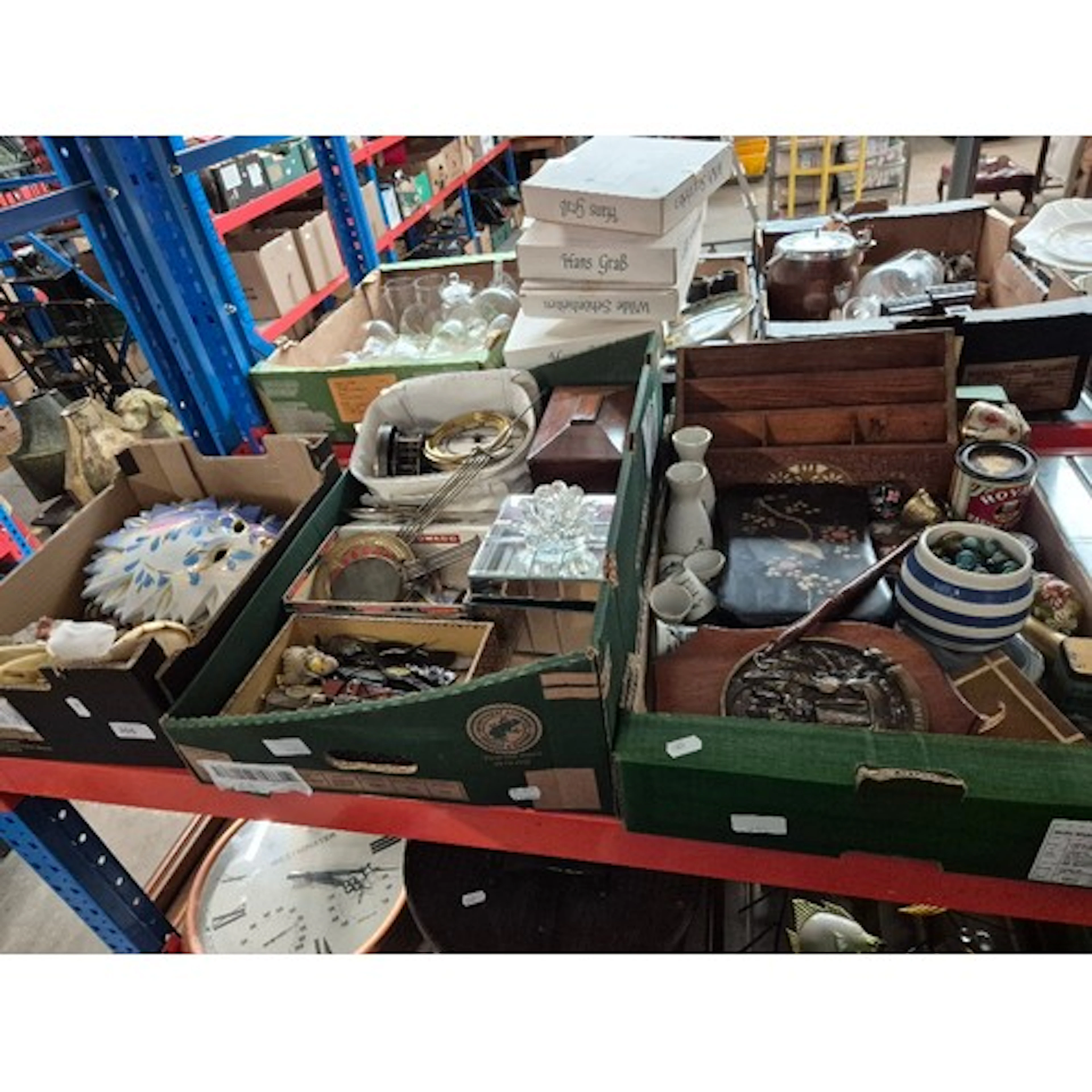 3 boxes of mixed collectables including marbles, metal wares...