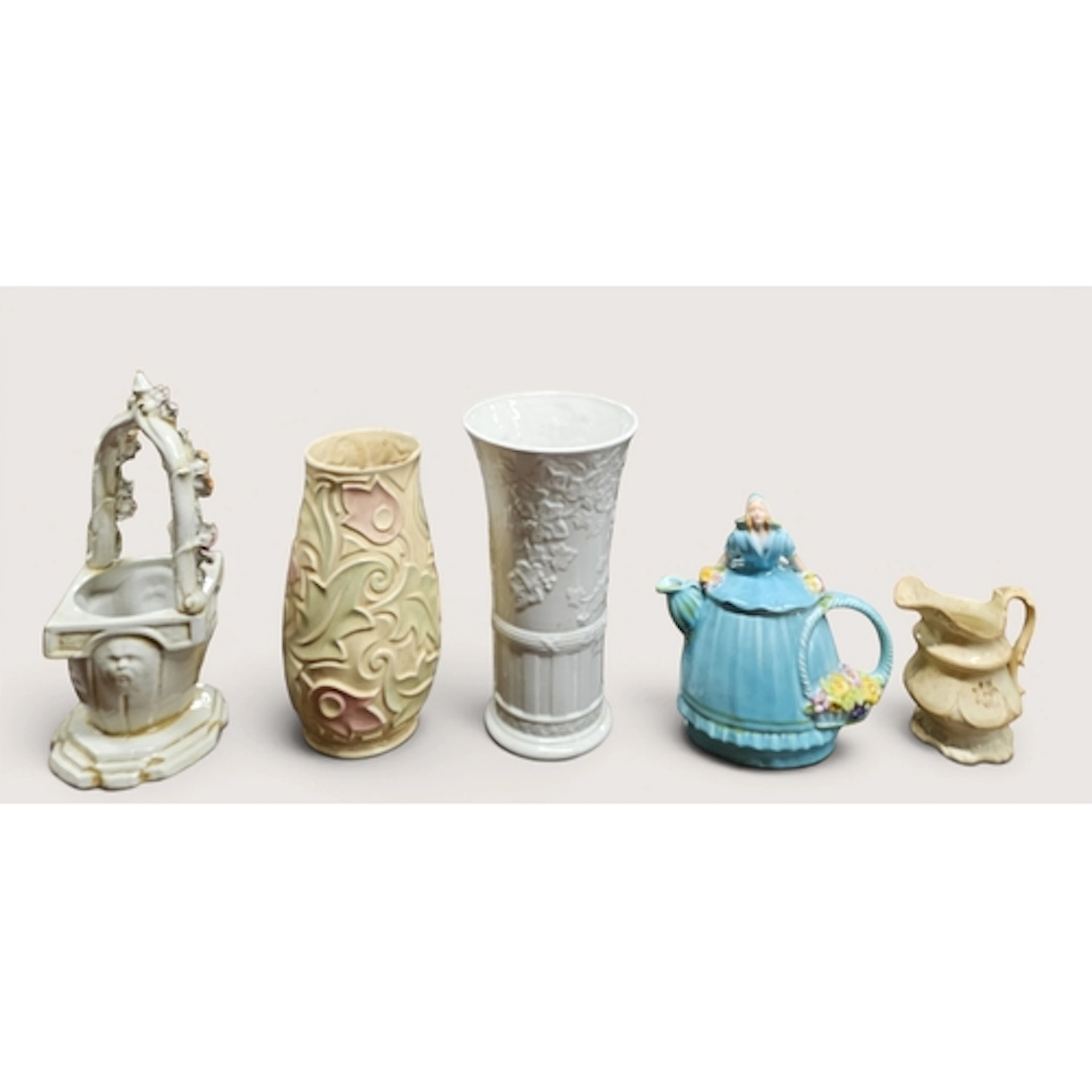 A large quantity of Pottery etc on one shelf. TB 25 cm appro...