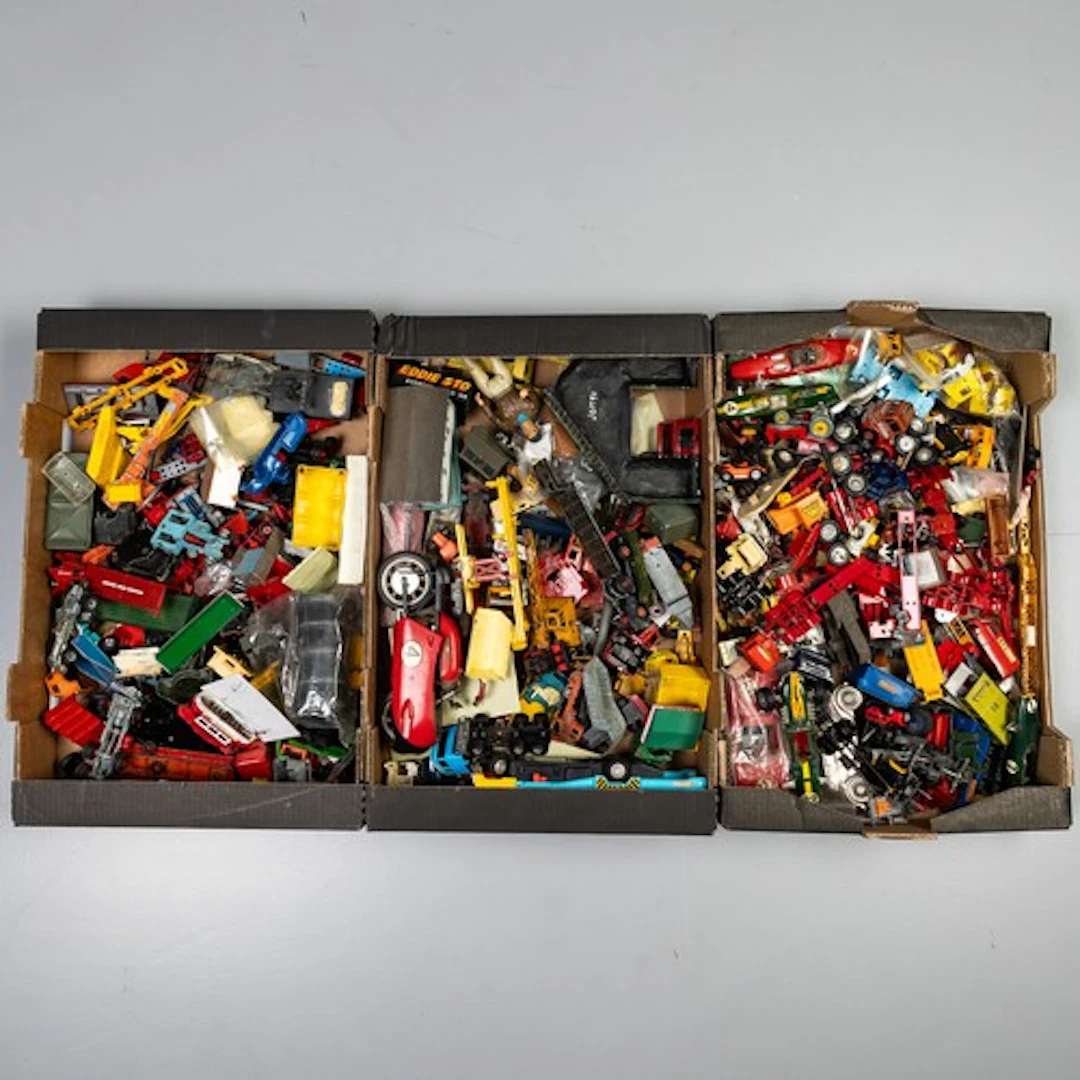 Three fruit trays of mixed diecast ideal for spares or repai...