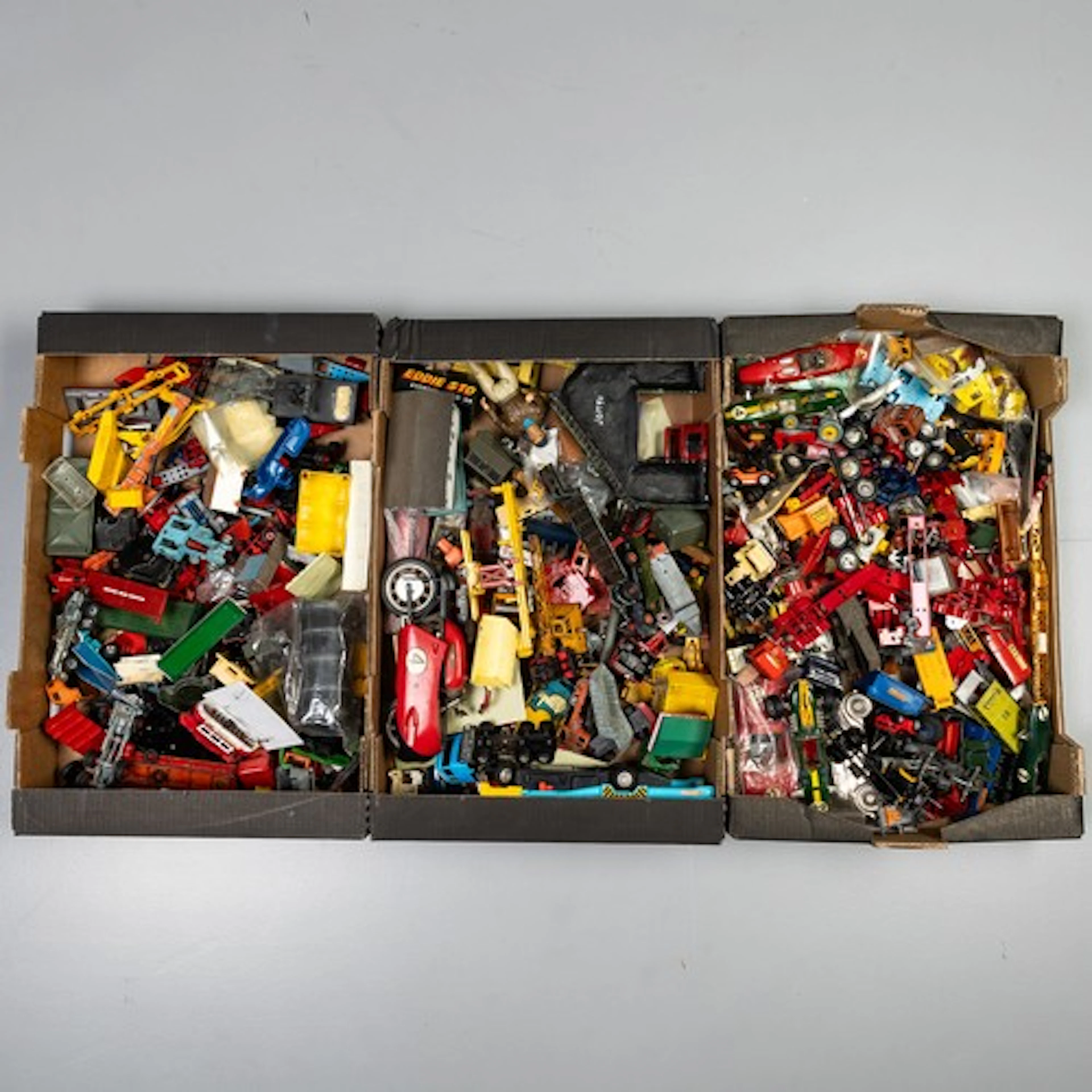 Three fruit trays of mixed diecast ideal for spares or repai...