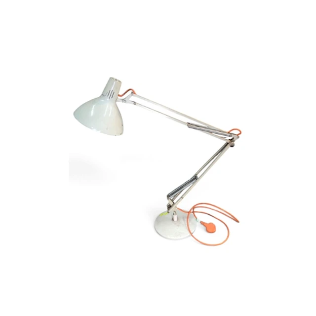 Adjustable metal desk lamp with a spring-balanced articulate...