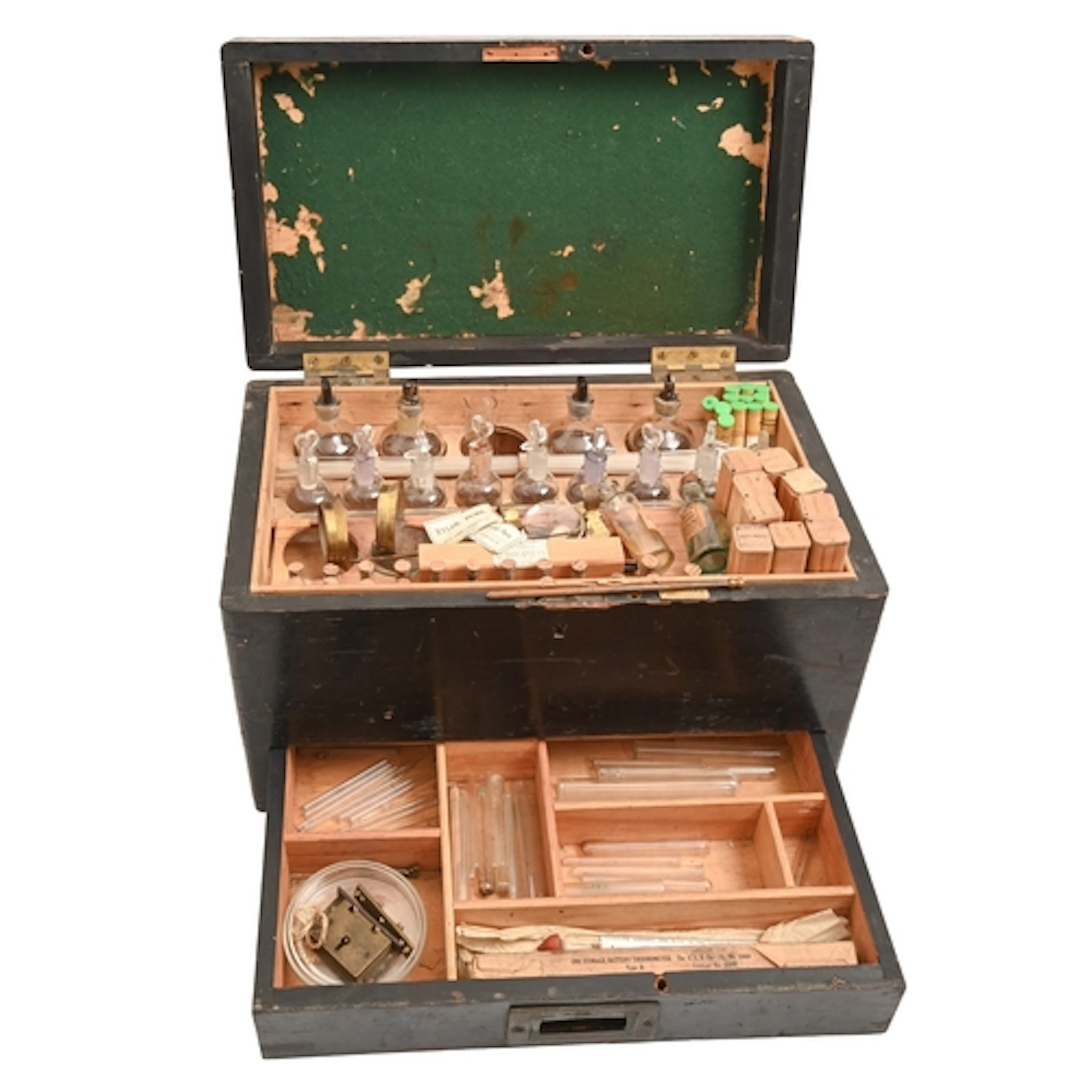 Scientific instruments. A portable scientific field kit, ear...