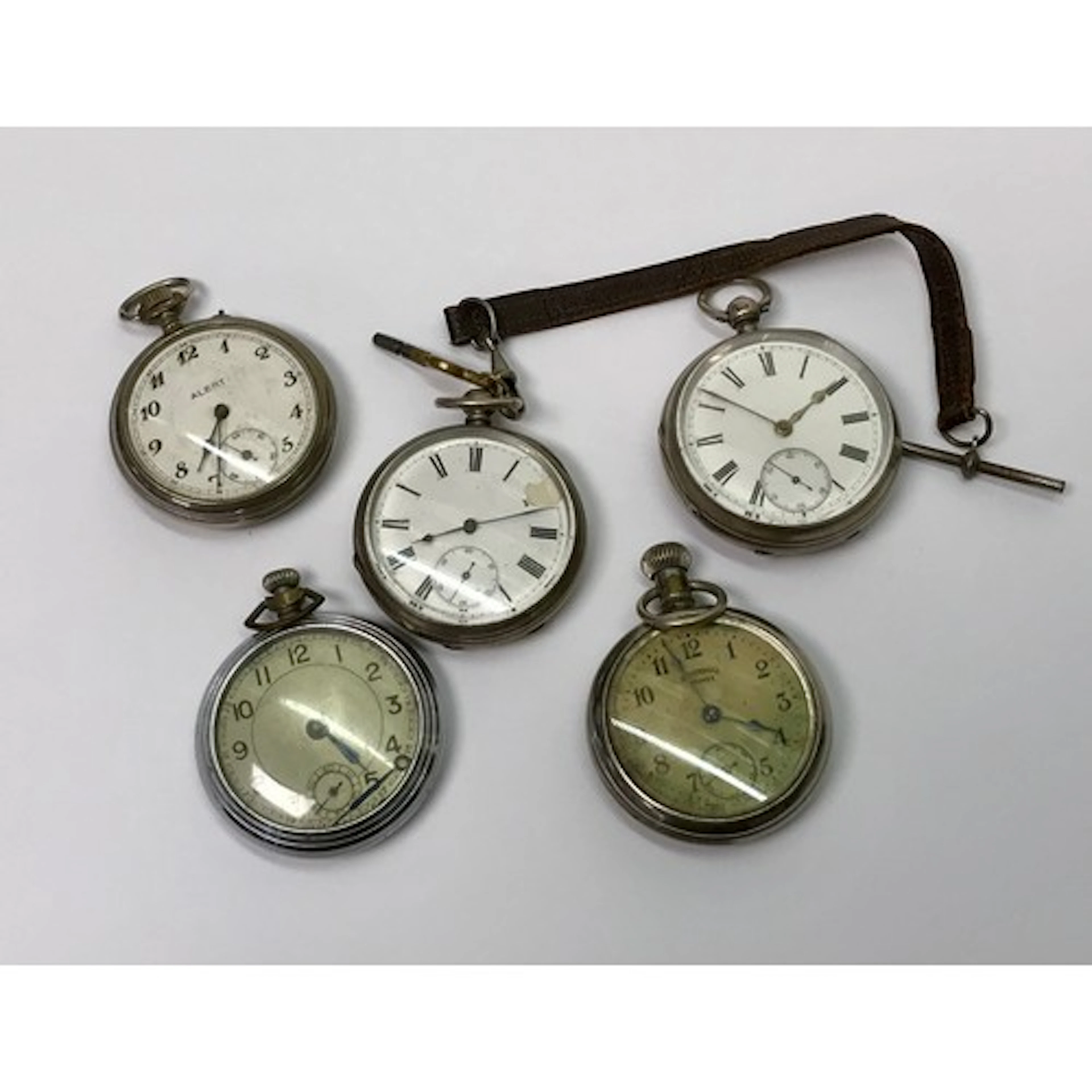 A silver cased pocket watch having a key wind lever movement...