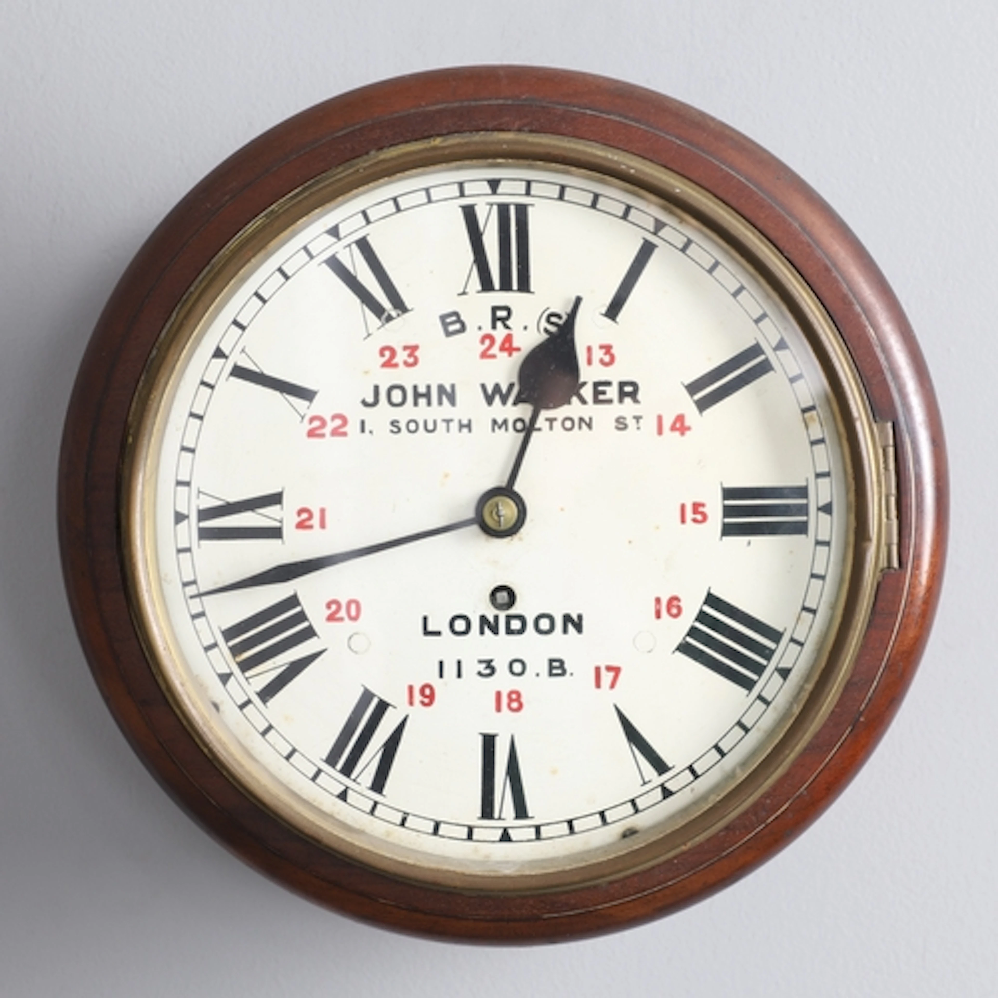 JOHN WALKER RAILWAY CLOCK - SOUTH MOLTON. A mahogany cased f...