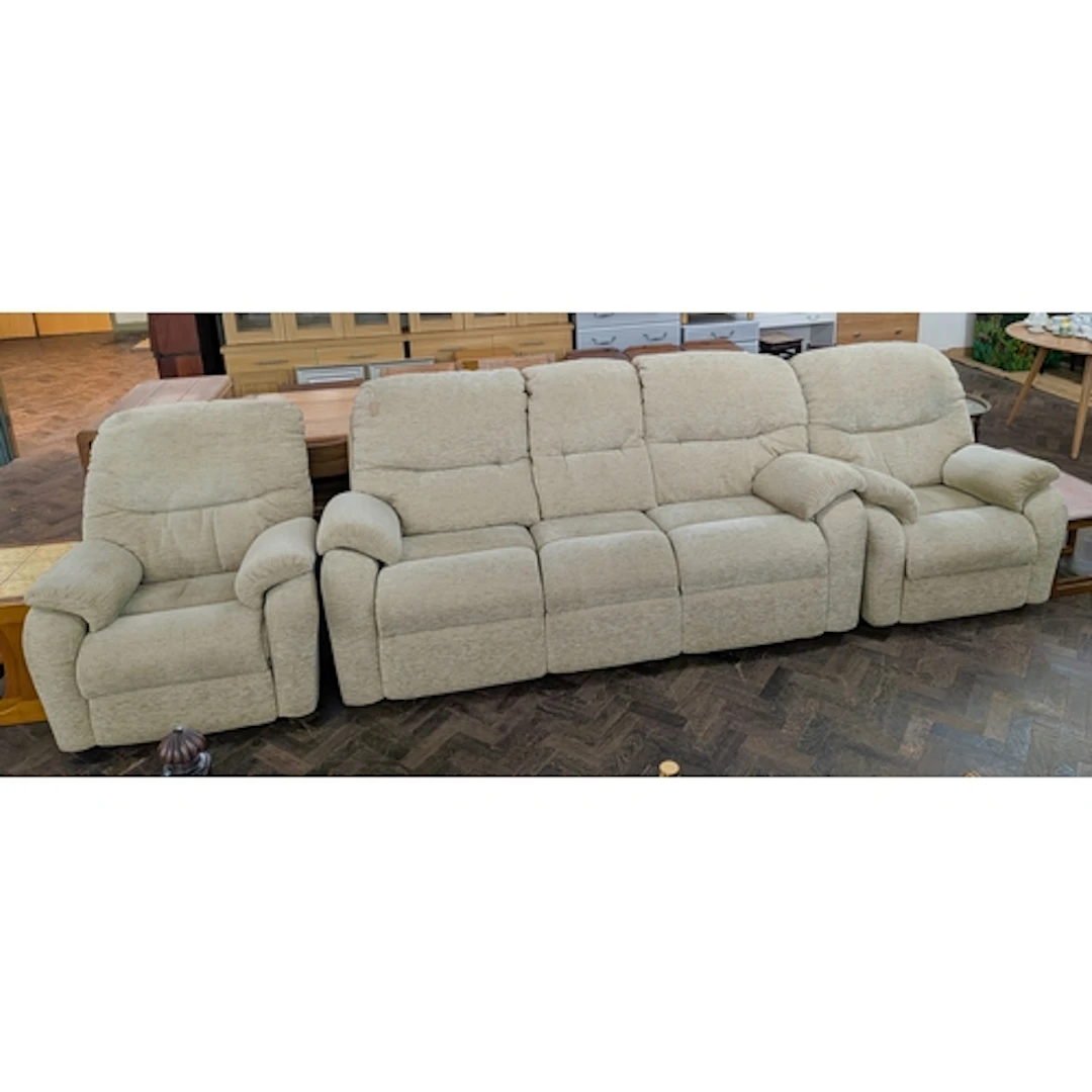 G Plan three seater sofa three piece lounge suite in fawn ch...