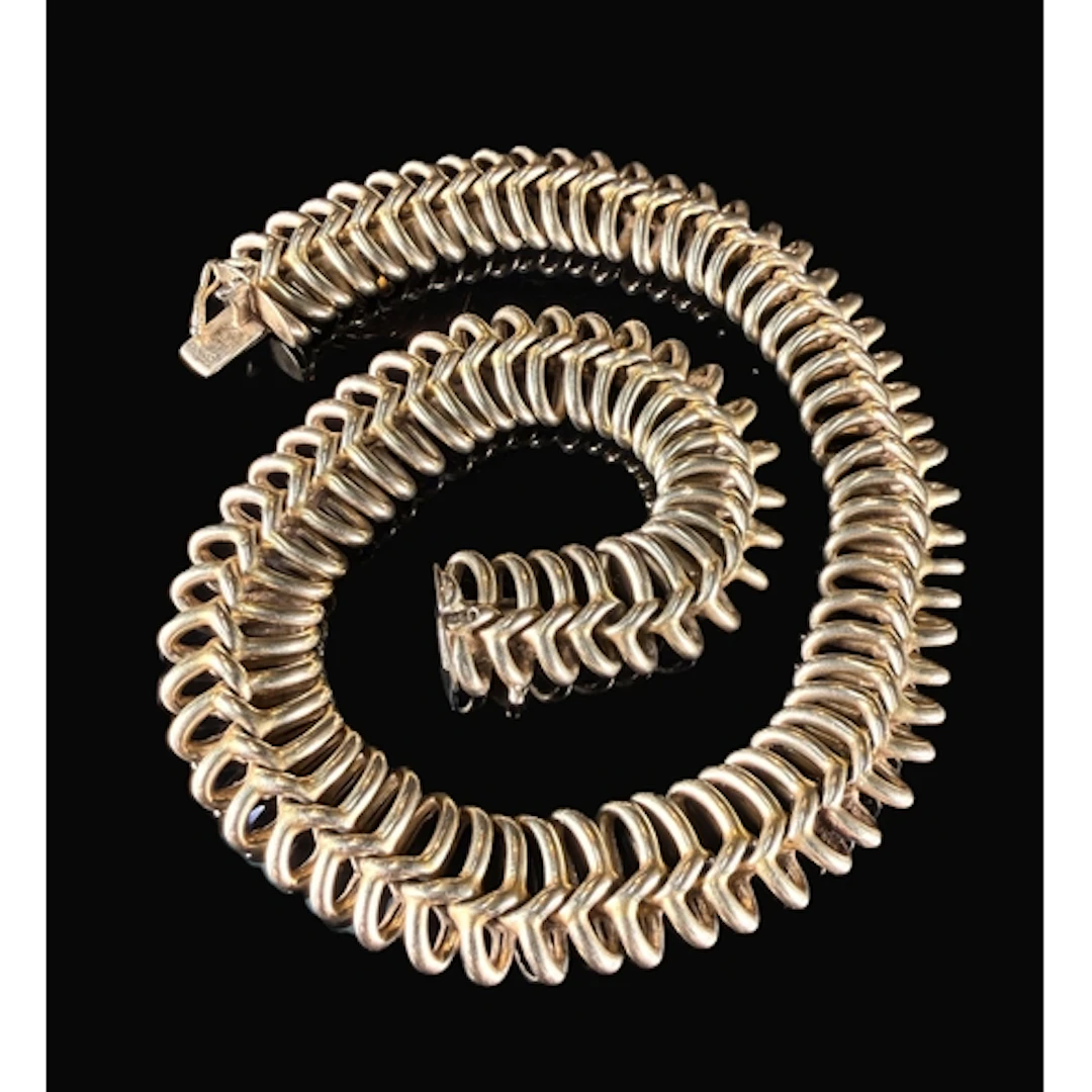 A 14ct gold vertebrea'/ Spinal link chain vintage necklace s...