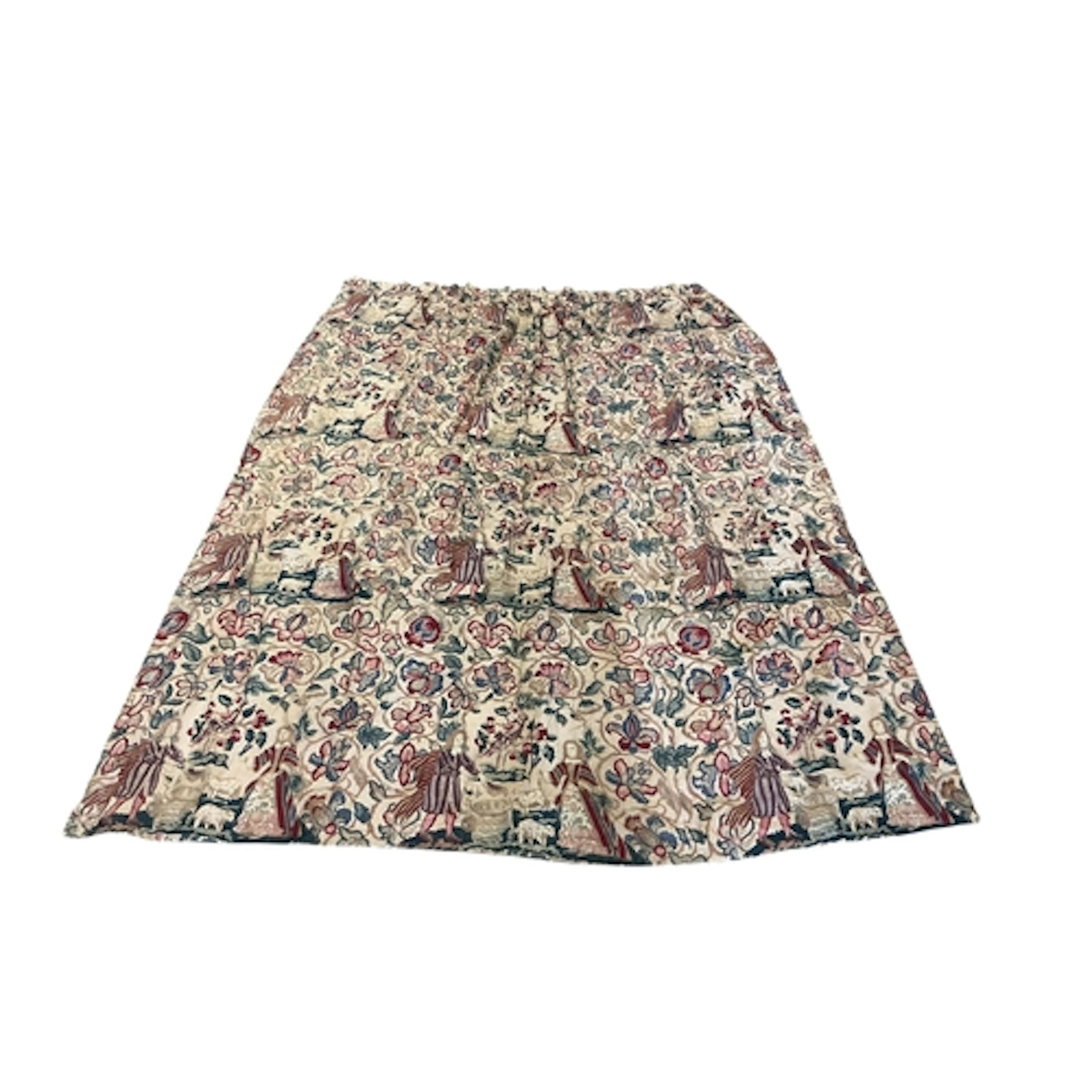 A pair of printed linen cotton mix curtains, possibly French...