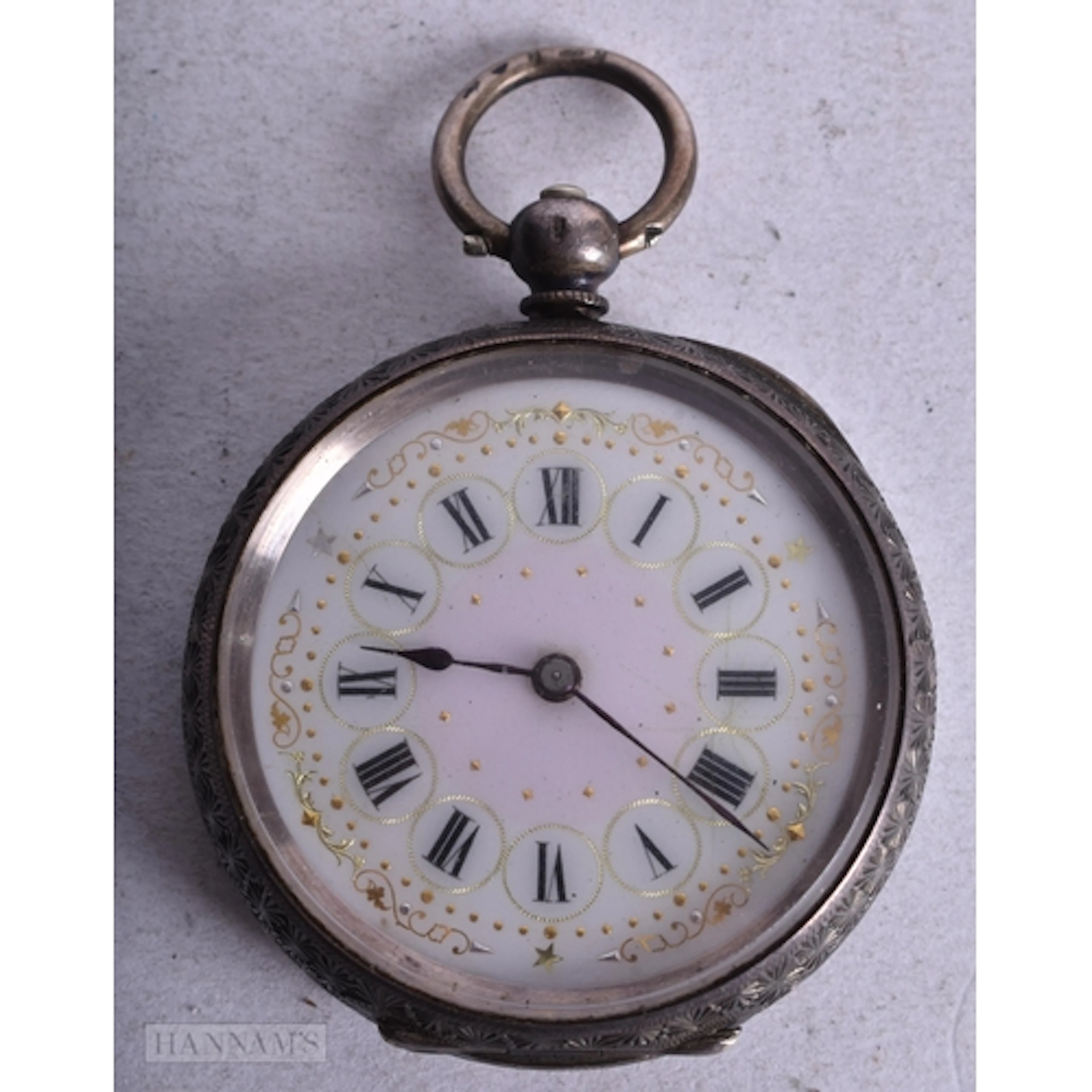 A Continental Silver Cased Open Face Fob Watch. Not working...