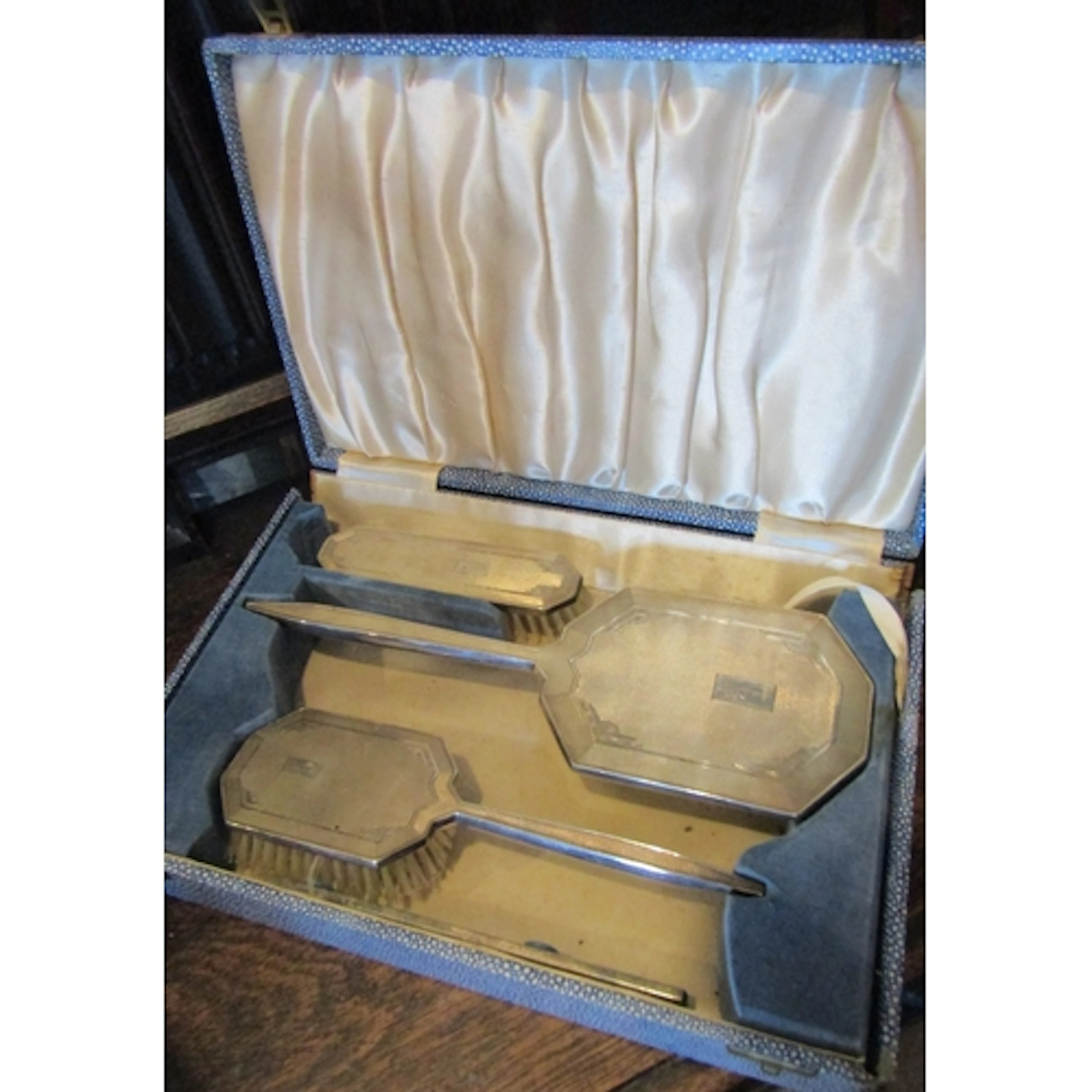 Edwardian Silver Four Part Dressing Set Contained Within Ori...
