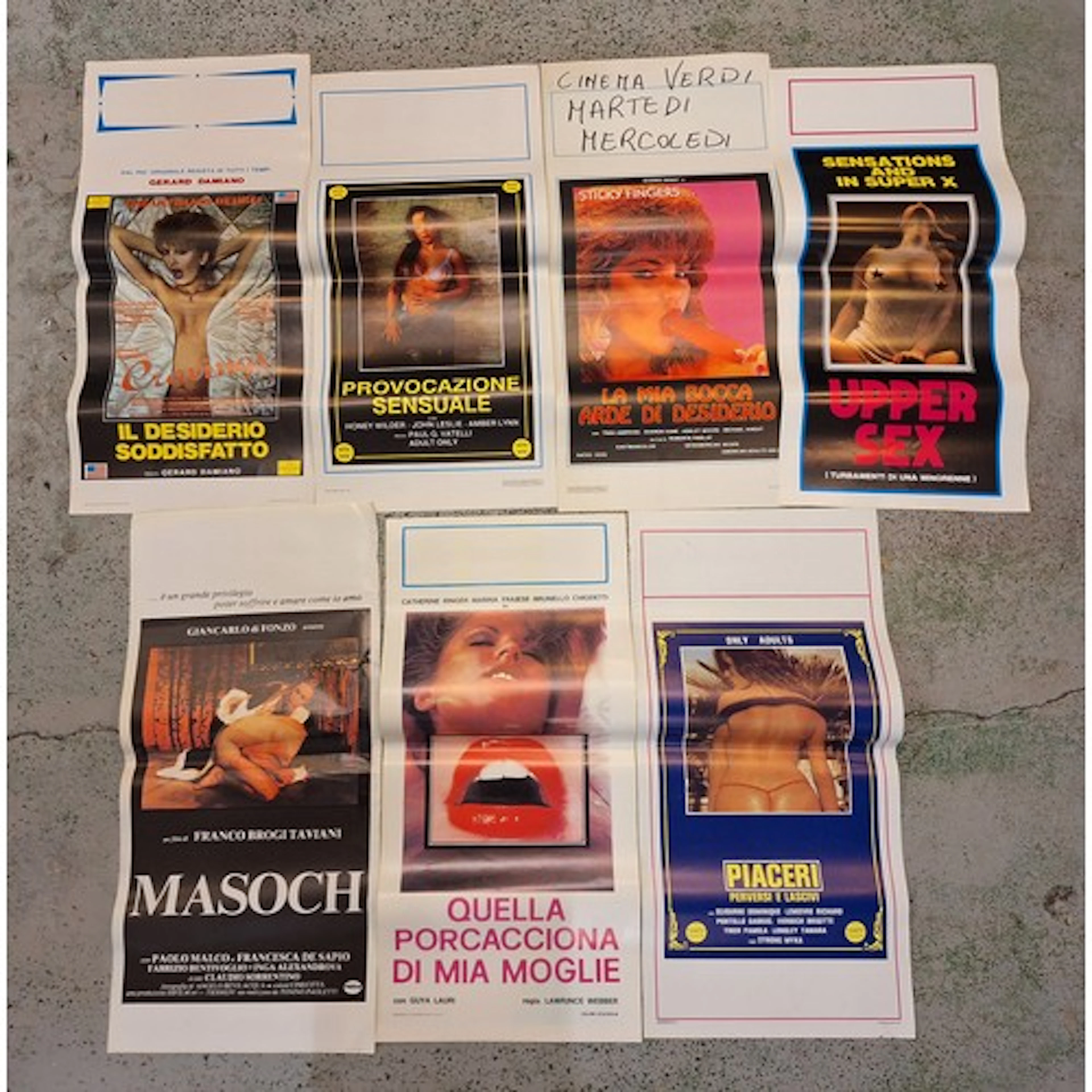 Italian Adult Film Posters incl. Mangiala Viva, Masoch Patri...