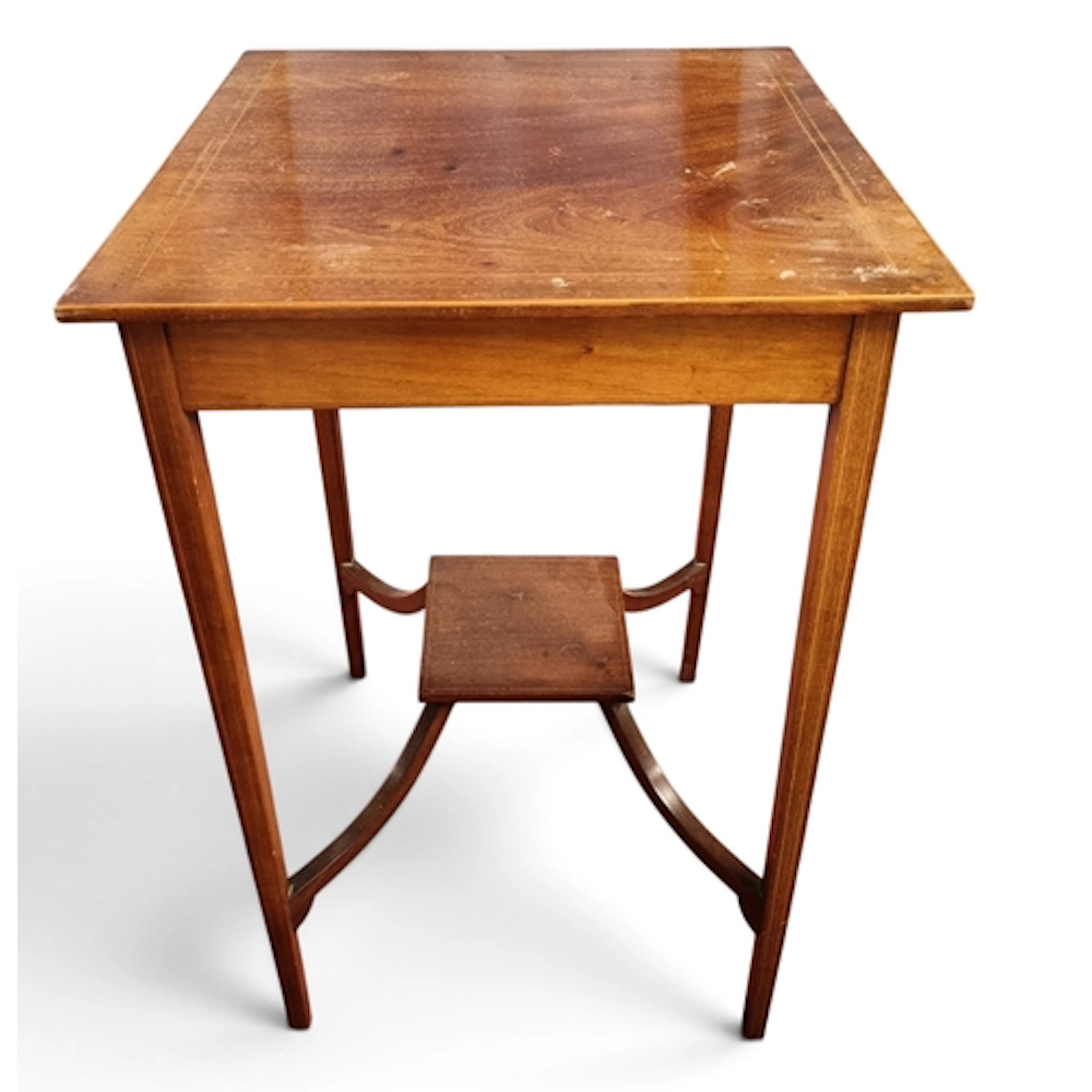 An Edwardian Mahogany and Inlaid square Side Table on square...