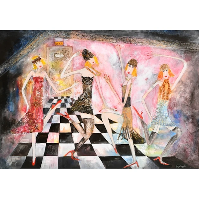 Rosa Sepple (1951-) British. "Swinging Sisters", Watercolour...