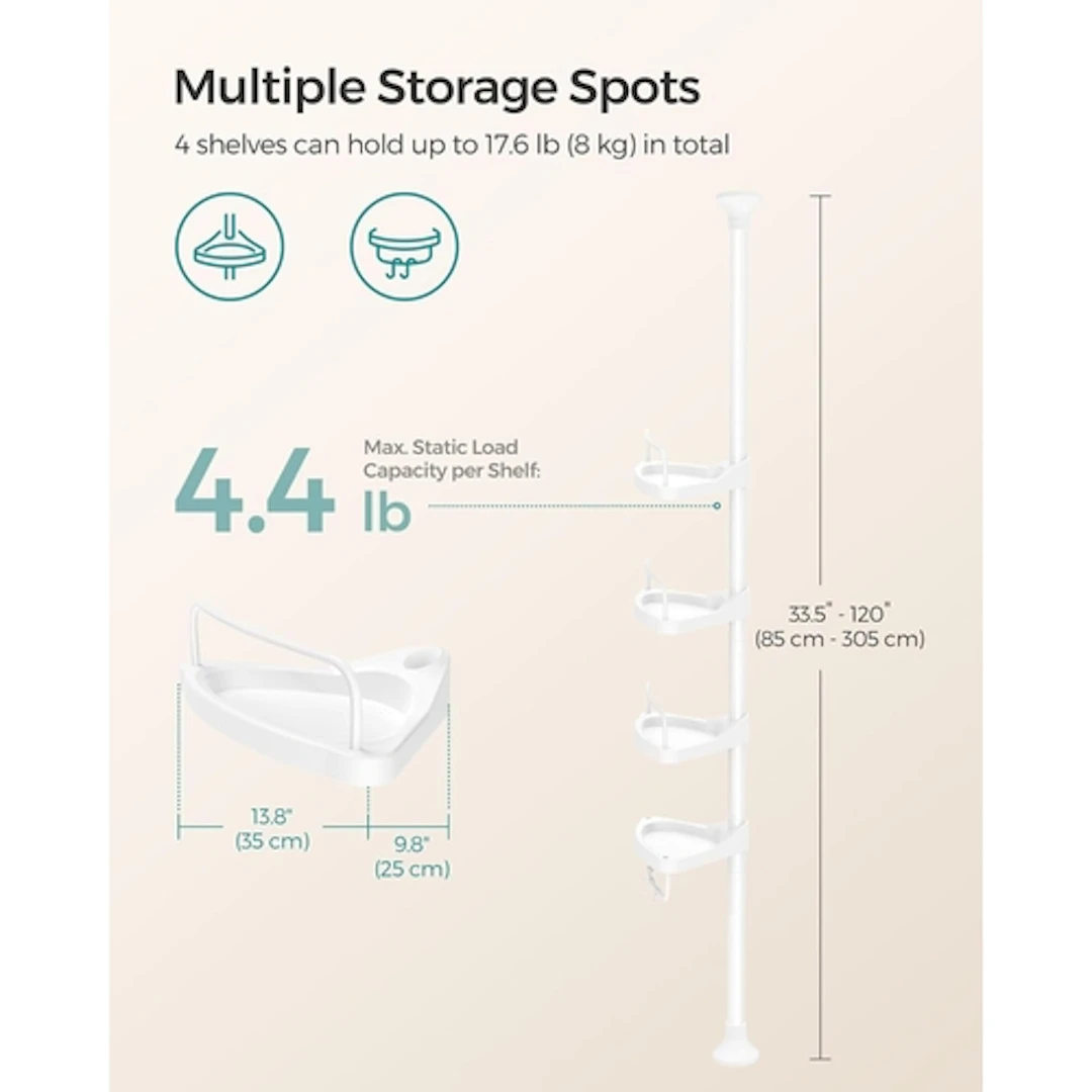 SONGMICS 4 TIER ADJUSTABLE BATHROOM SHOWER SHELF 1 box, SKU ...