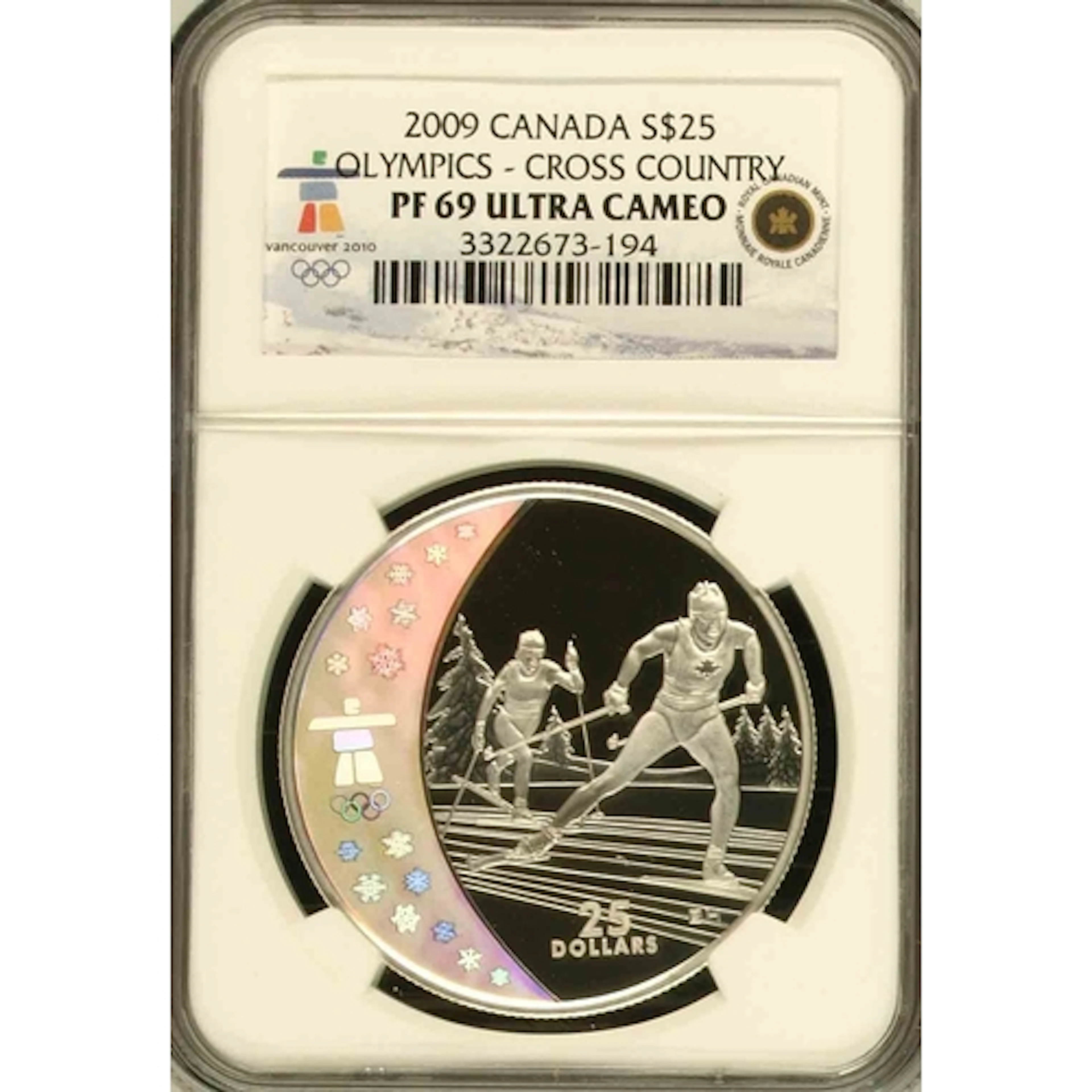2009 Canada Vancouver Winter Olympics silver $25 coin, ‘Cros...