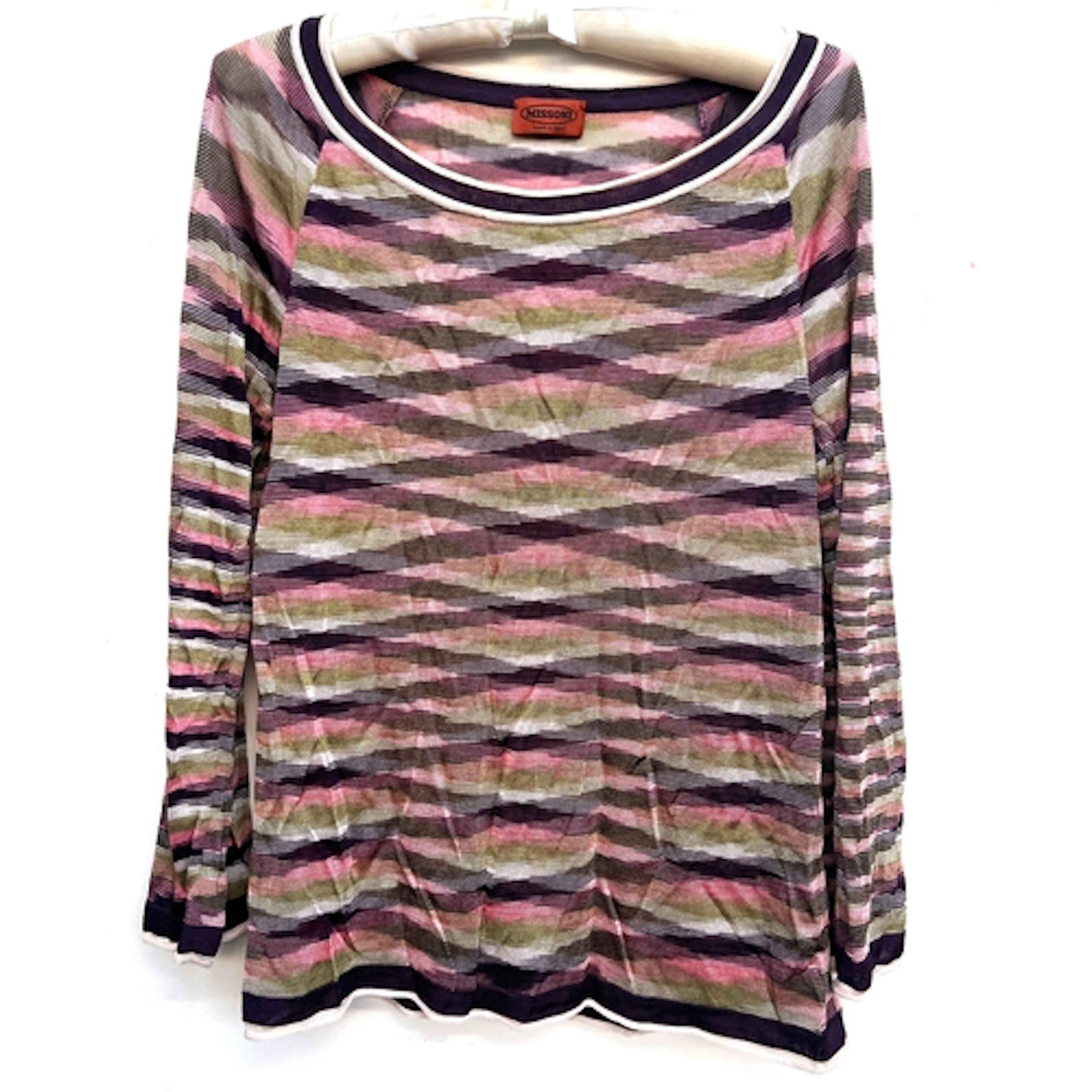 A Missoni pink, beige and purple striped long sleeved top, s...