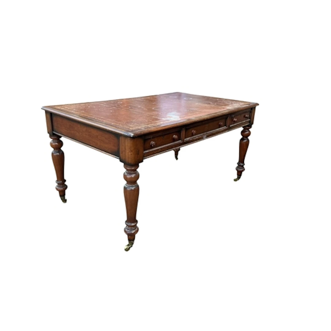 A reproduction Victorian style mahogany partner's writing ta...