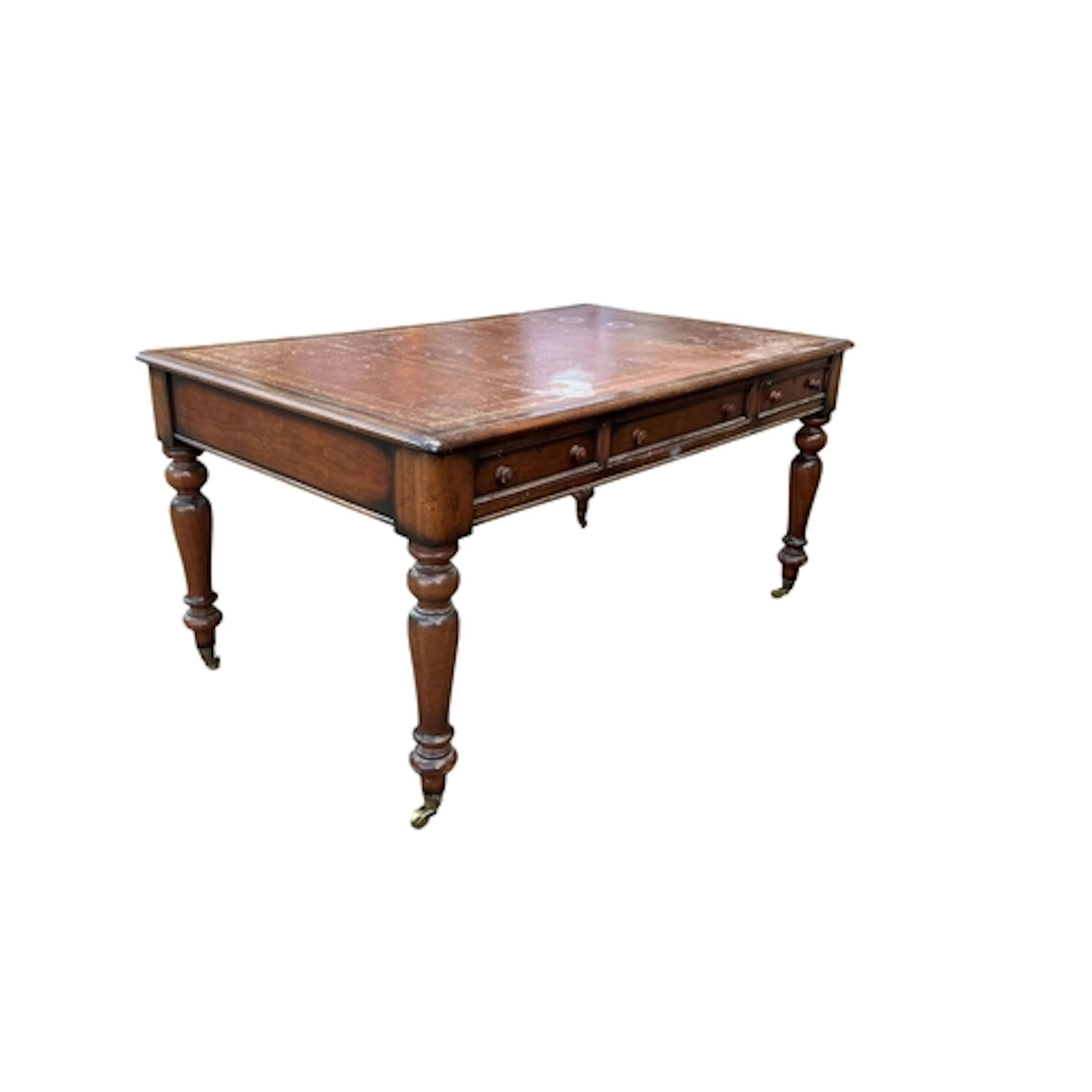A reproduction Victorian style mahogany partner's writing ta...