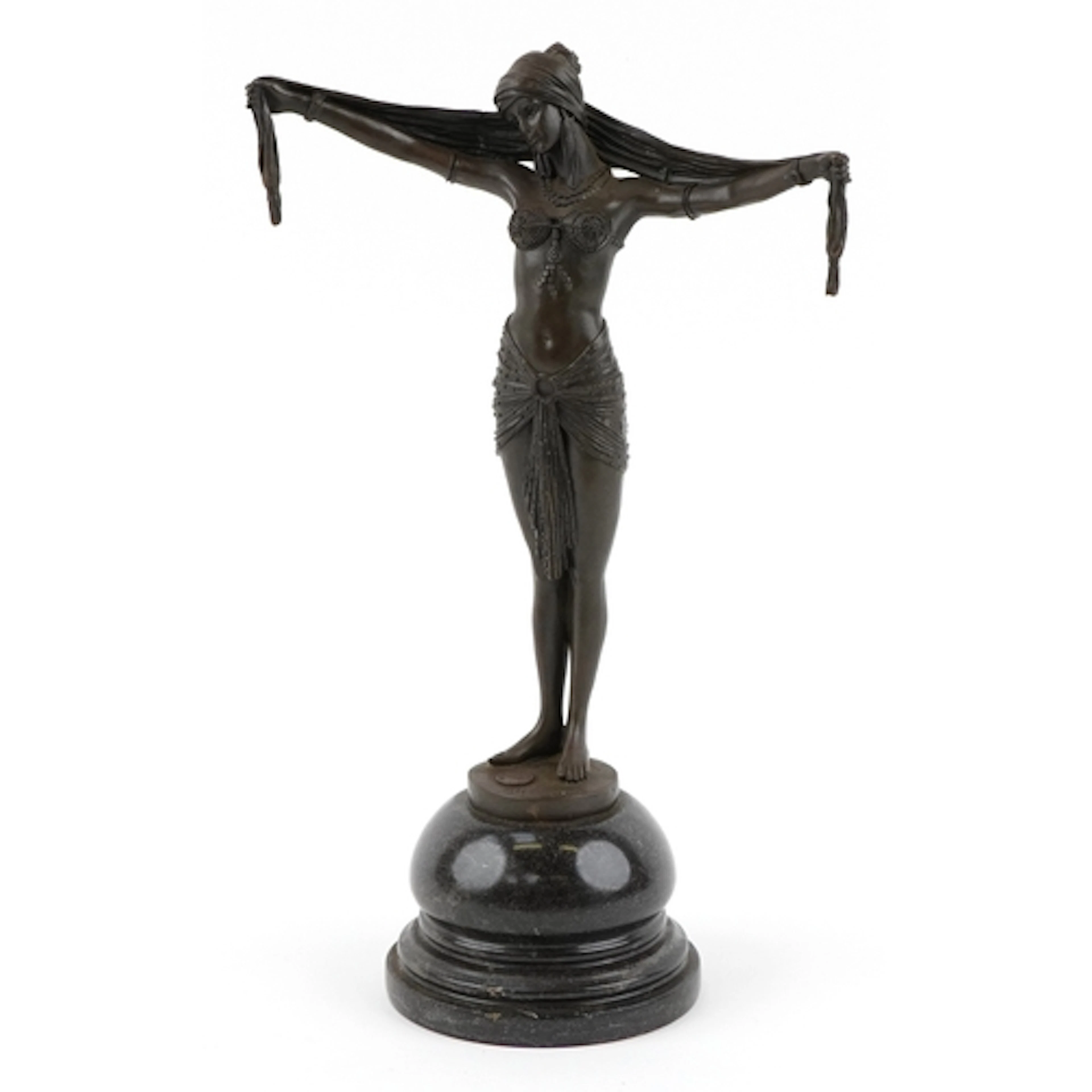 After Dimitri H Chiparus, Art Deco style patinated bronze fe...