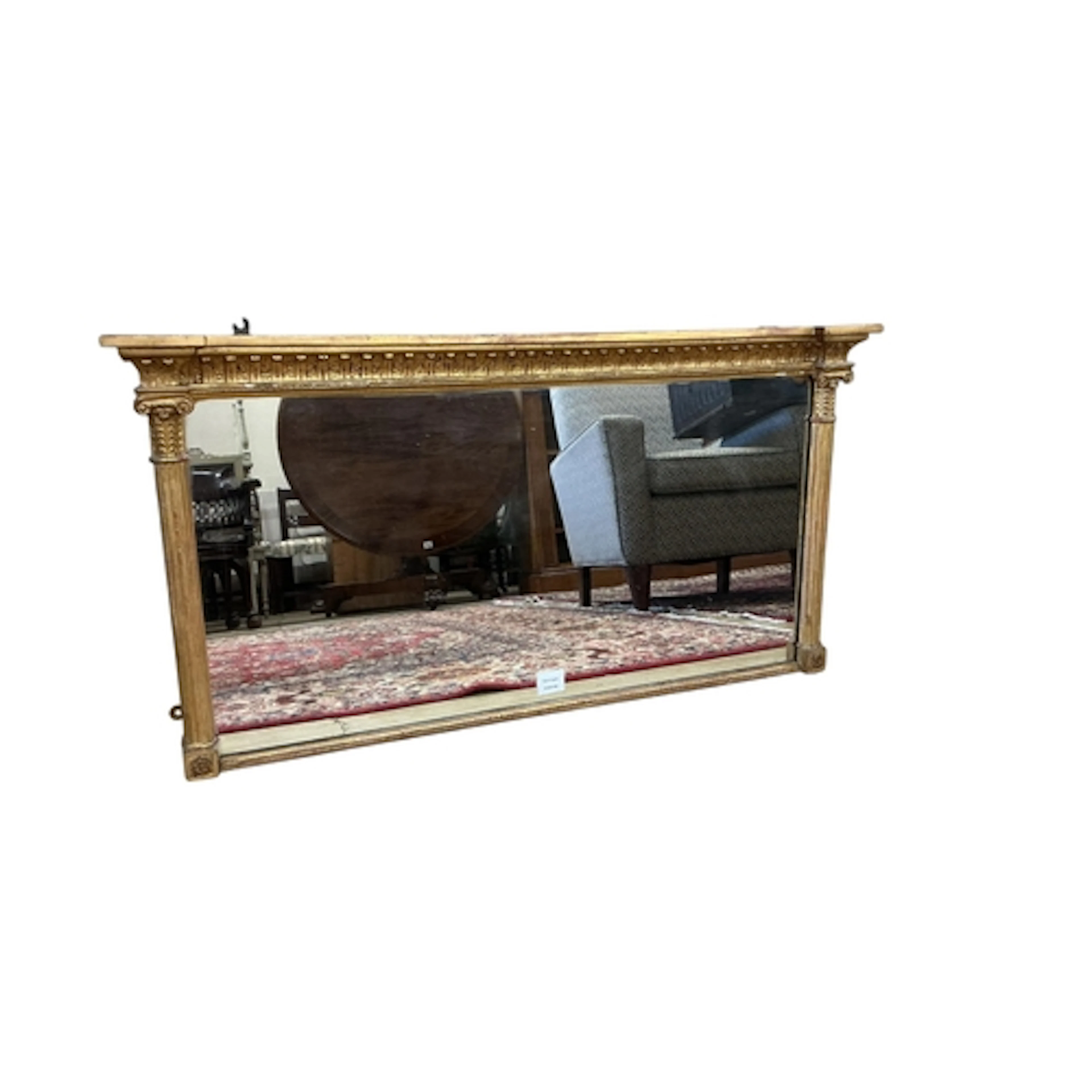 A 19th century gilt overmantel mirror, with breakfront corni...
