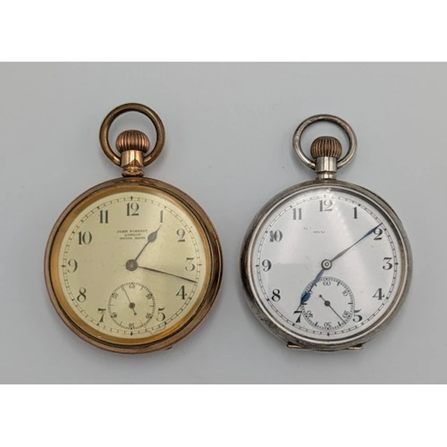 A George V silver cased stem wind pocket watch, enamel dial,...