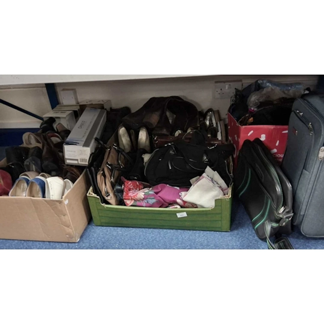 FIVE BOXES AND LOOSE LADIES ACCESSORIES AND SHOES, to includ...
